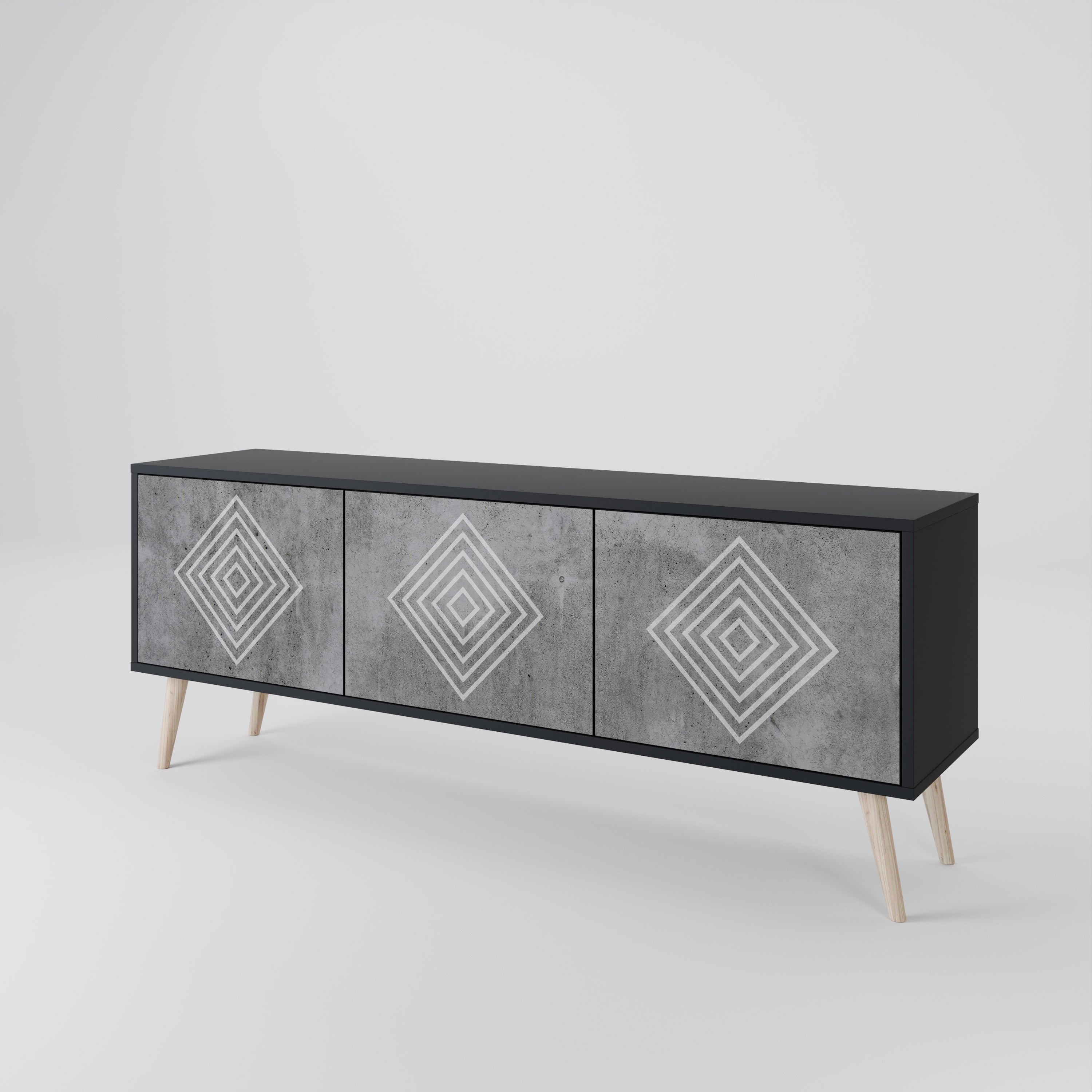 POLYGONAL ARTISTRY Třídveřový TV stolek