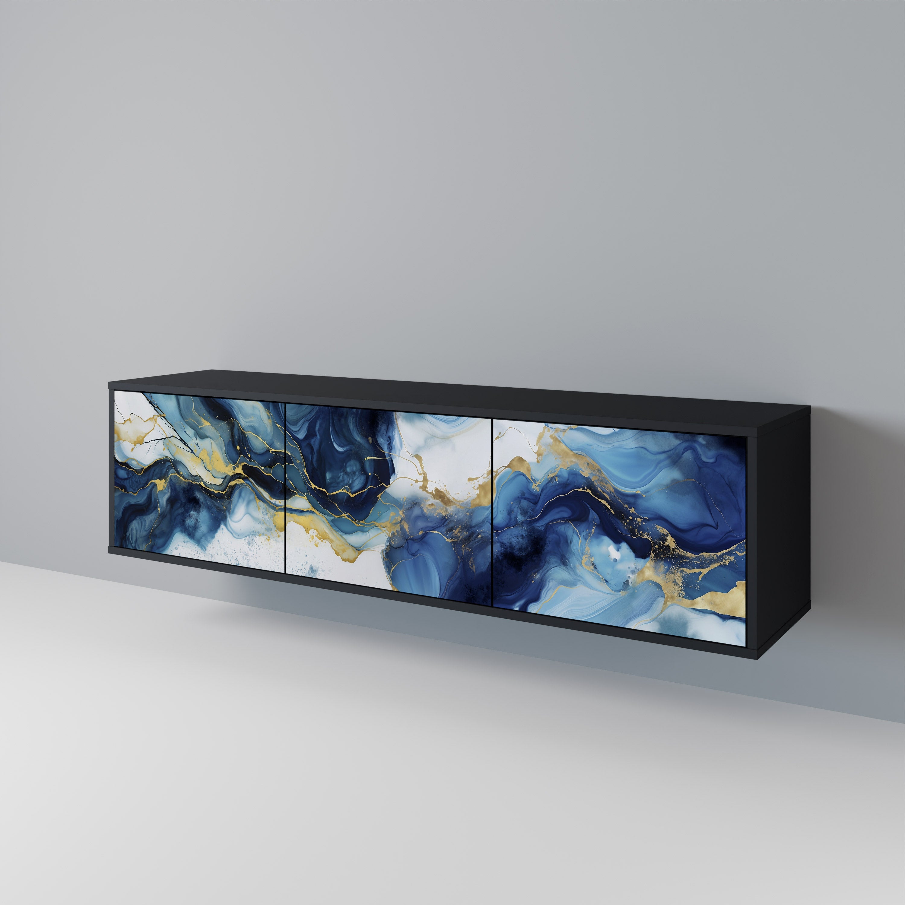 INKY MARBLE Třídveřový TV stolek