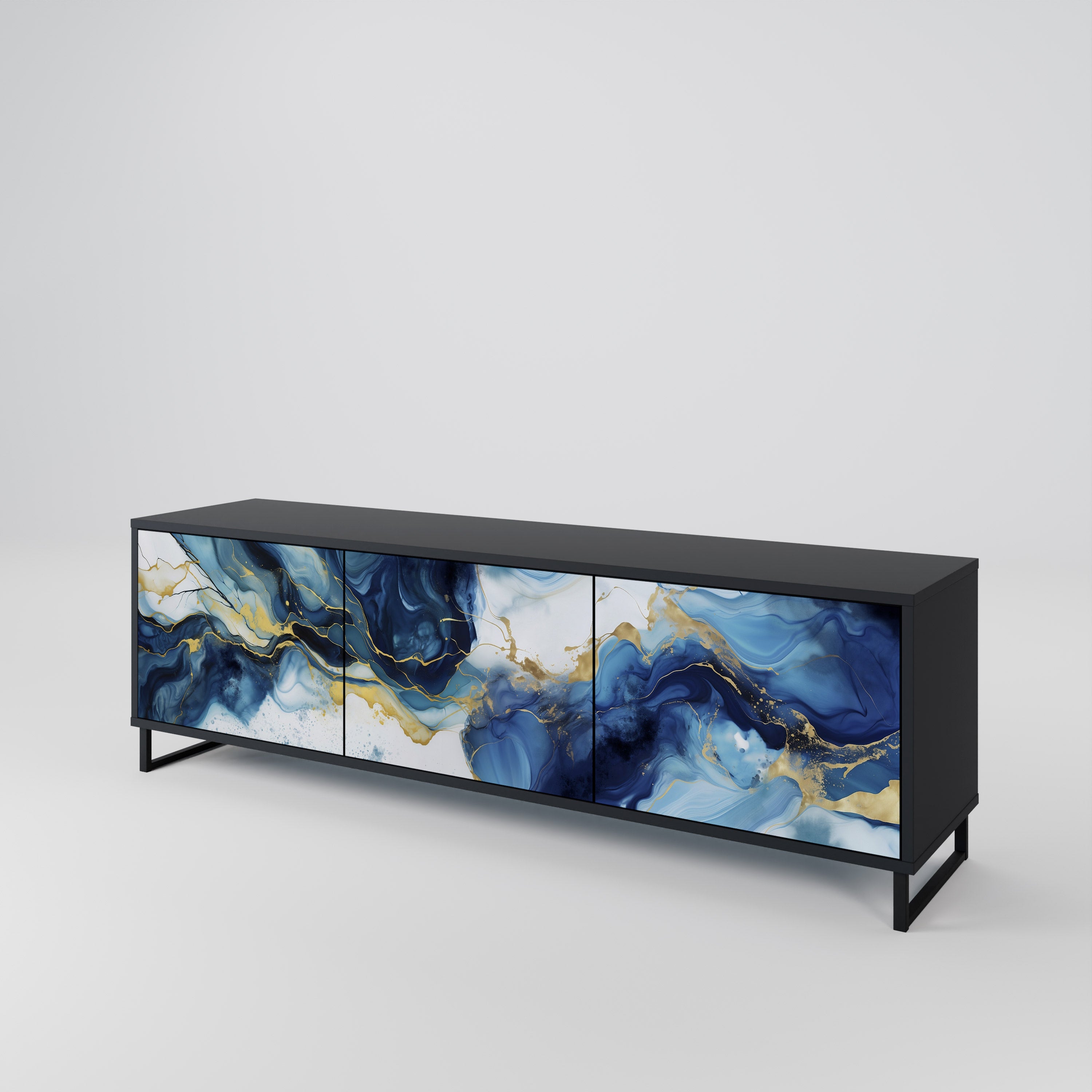INKY MARBLE Třídveřový TV stolek