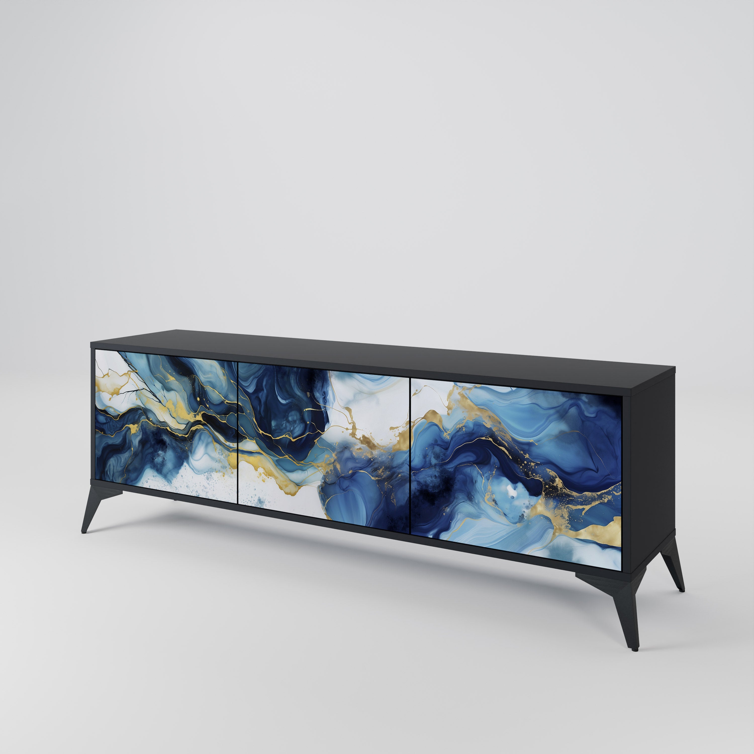 INKY MARBLE Třídveřový TV stolek