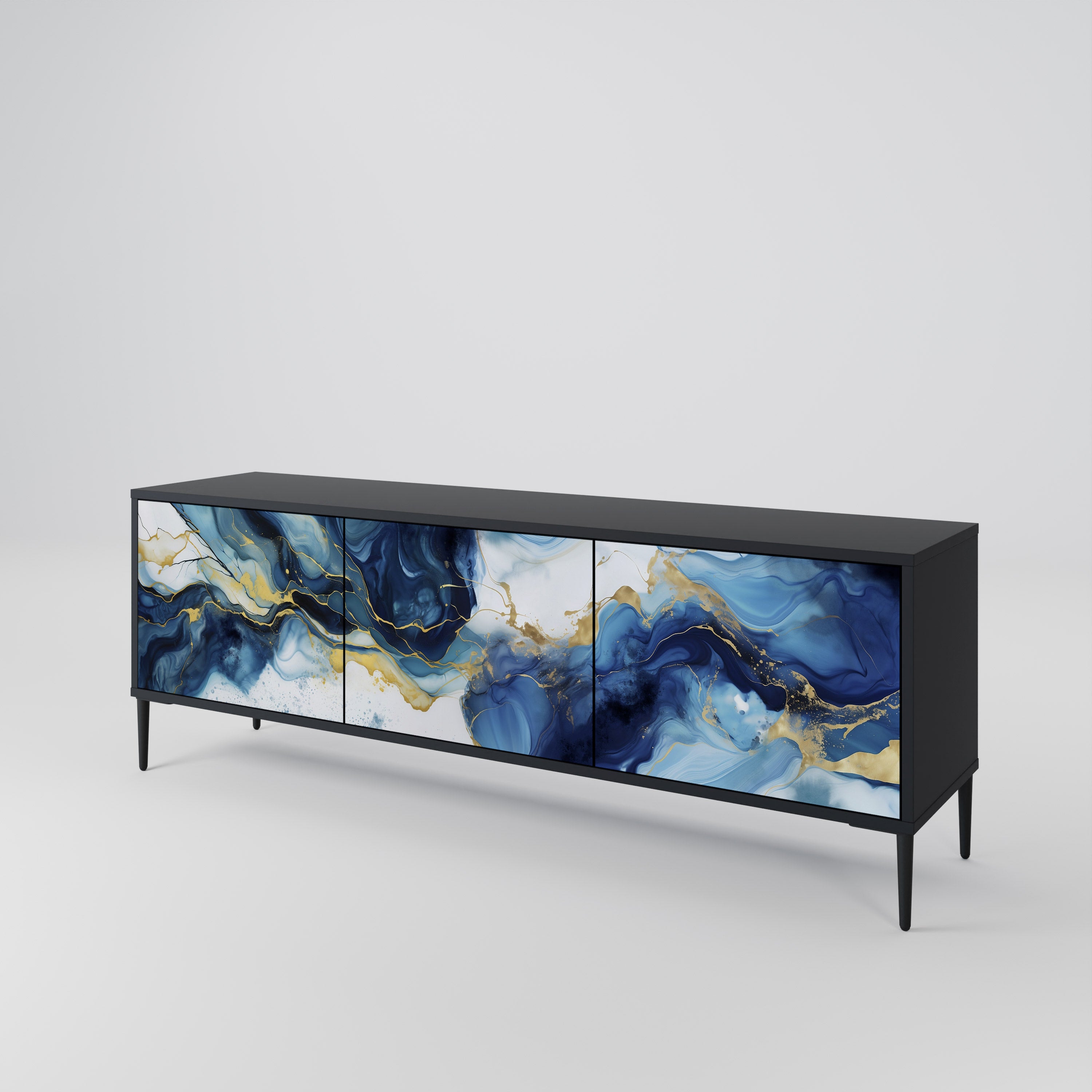 INKY MARBLE Třídveřový TV stolek