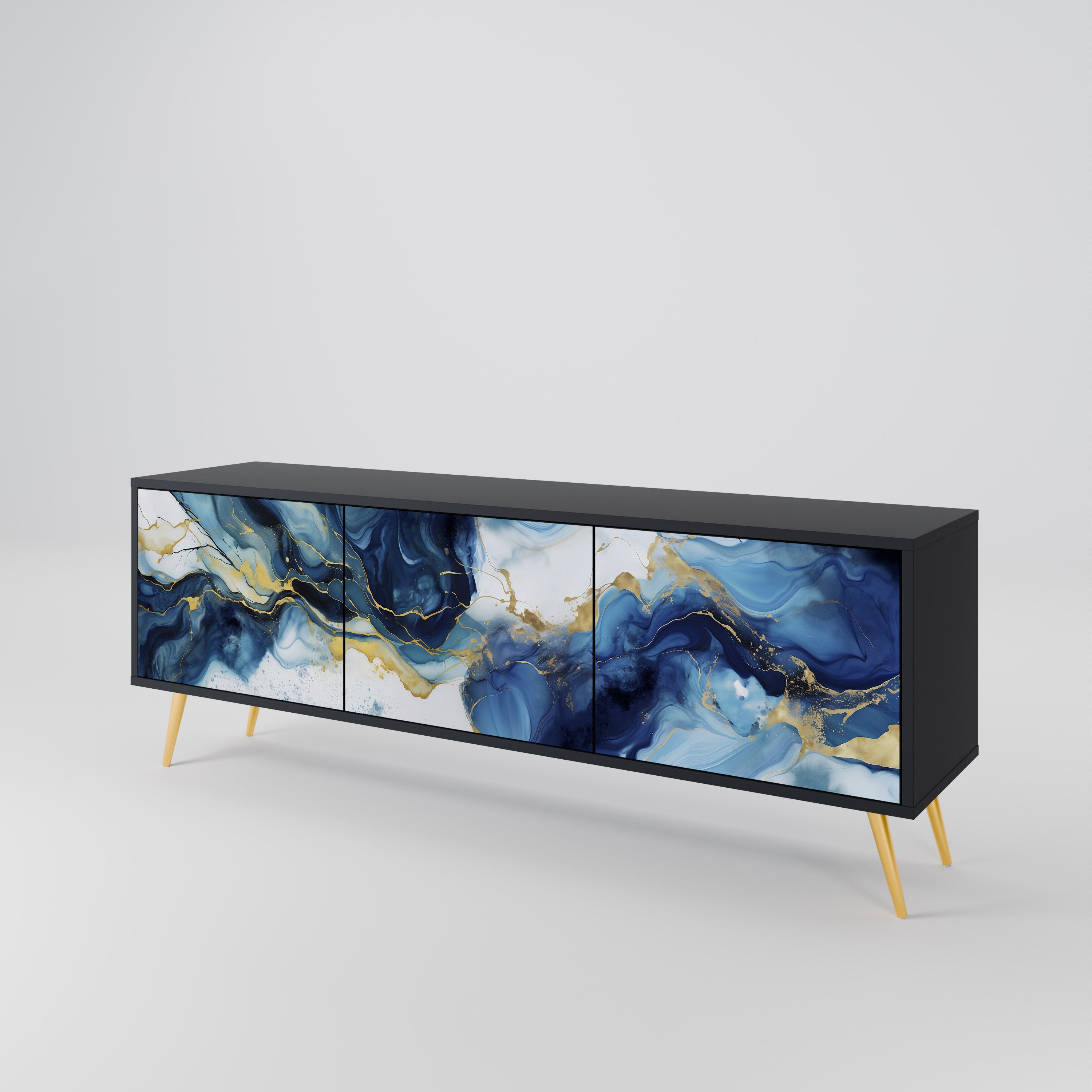 INKY MARBLE Třídveřový TV stolek