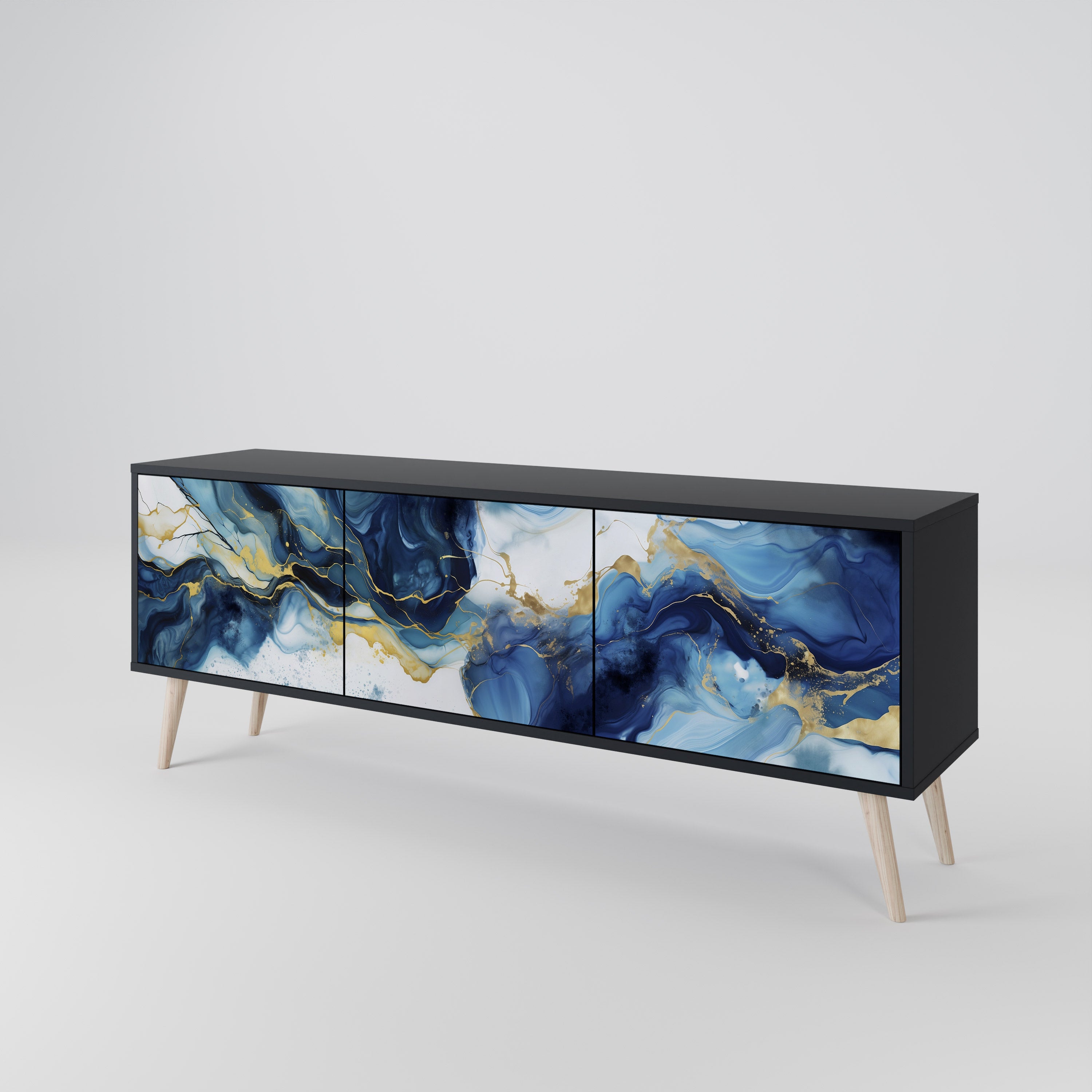 INKY MARBLE Třídveřový TV stolek