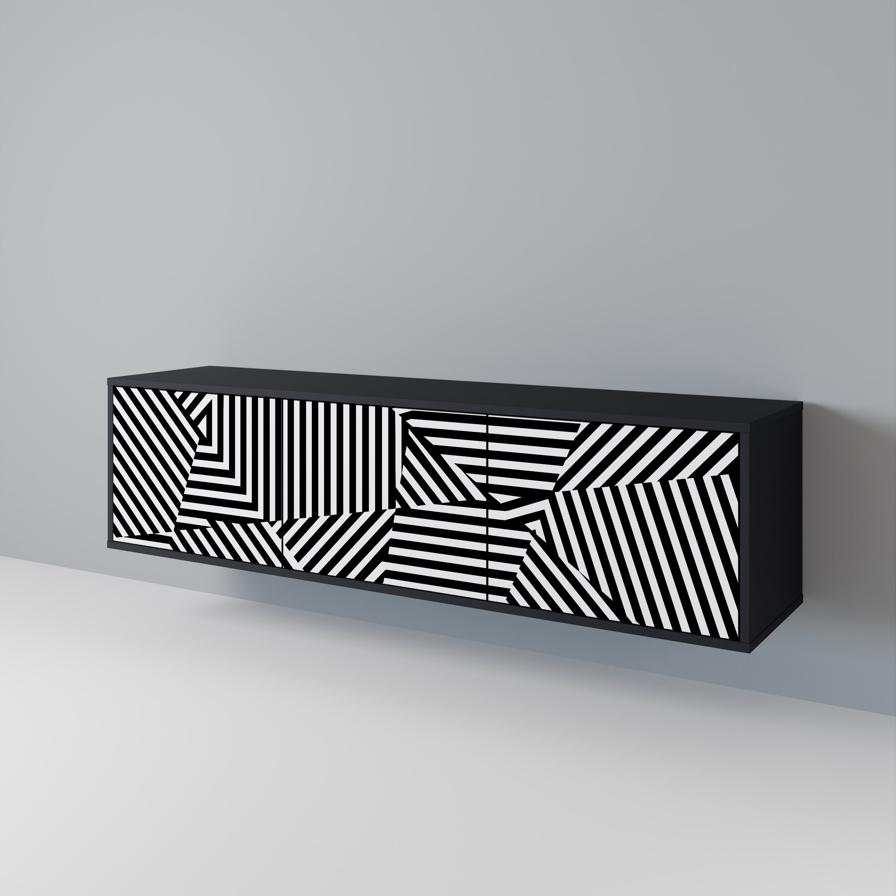 ILLUSIONARY LATTICE Třídveřový TV stolek
