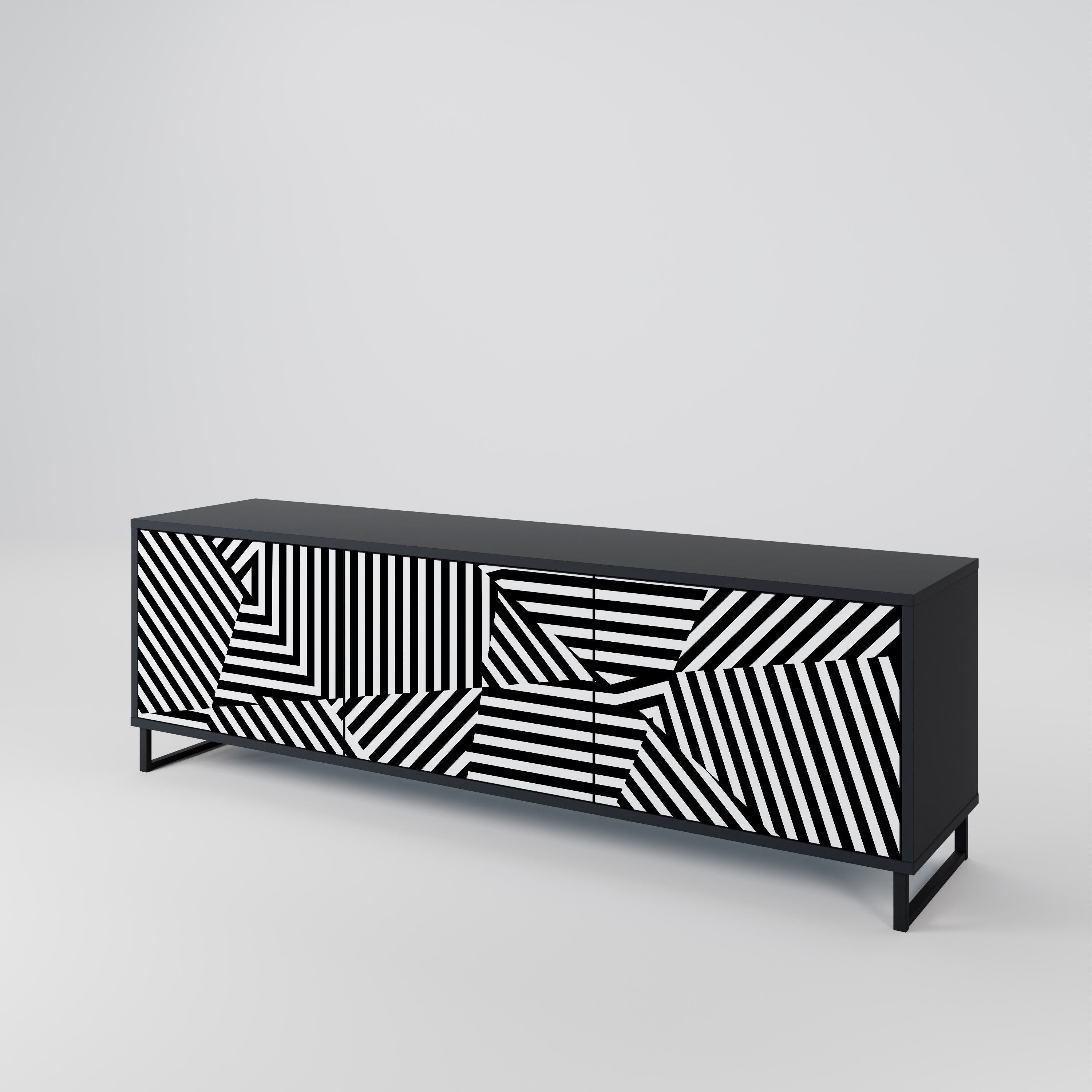 ILLUSIONARY LATTICE Třídveřový TV stolek