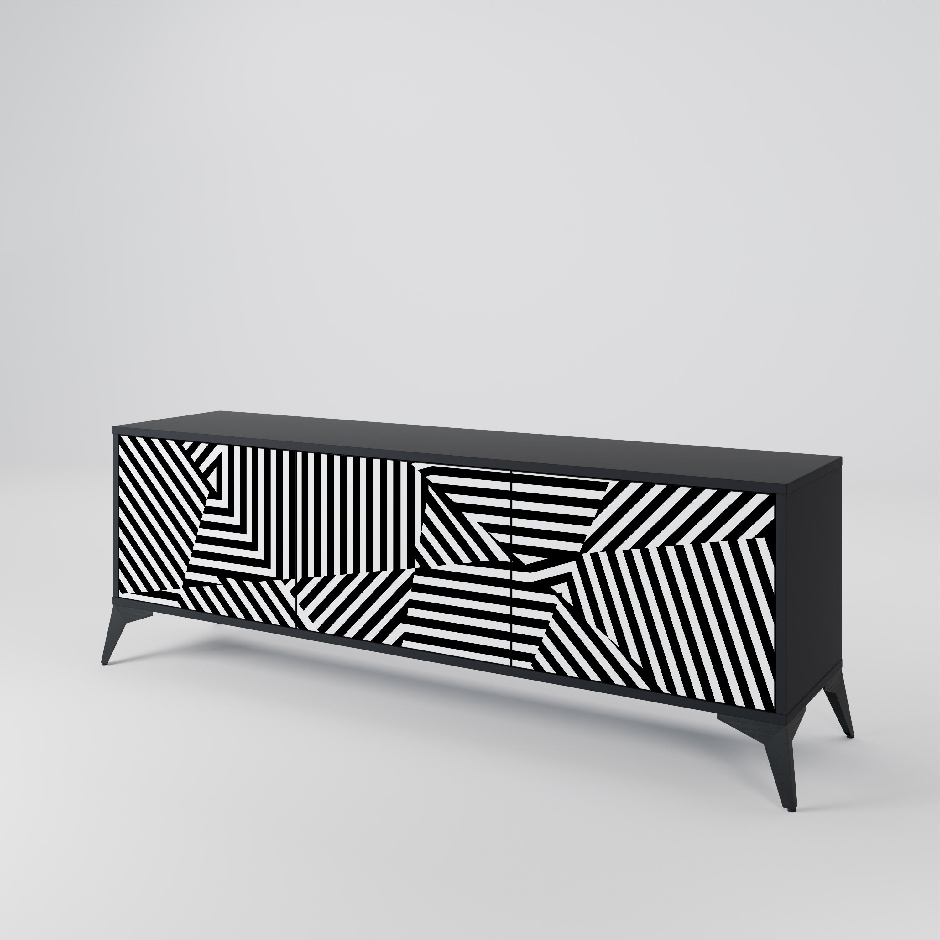 ILLUSIONARY LATTICE Třídveřový TV stolek