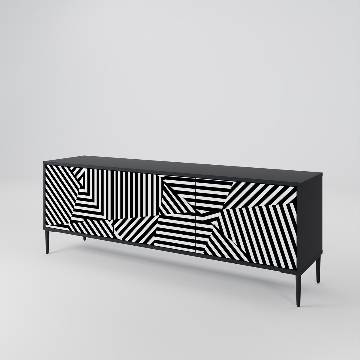 ILLUSIONARY LATTICE Třídveřový TV stolek
