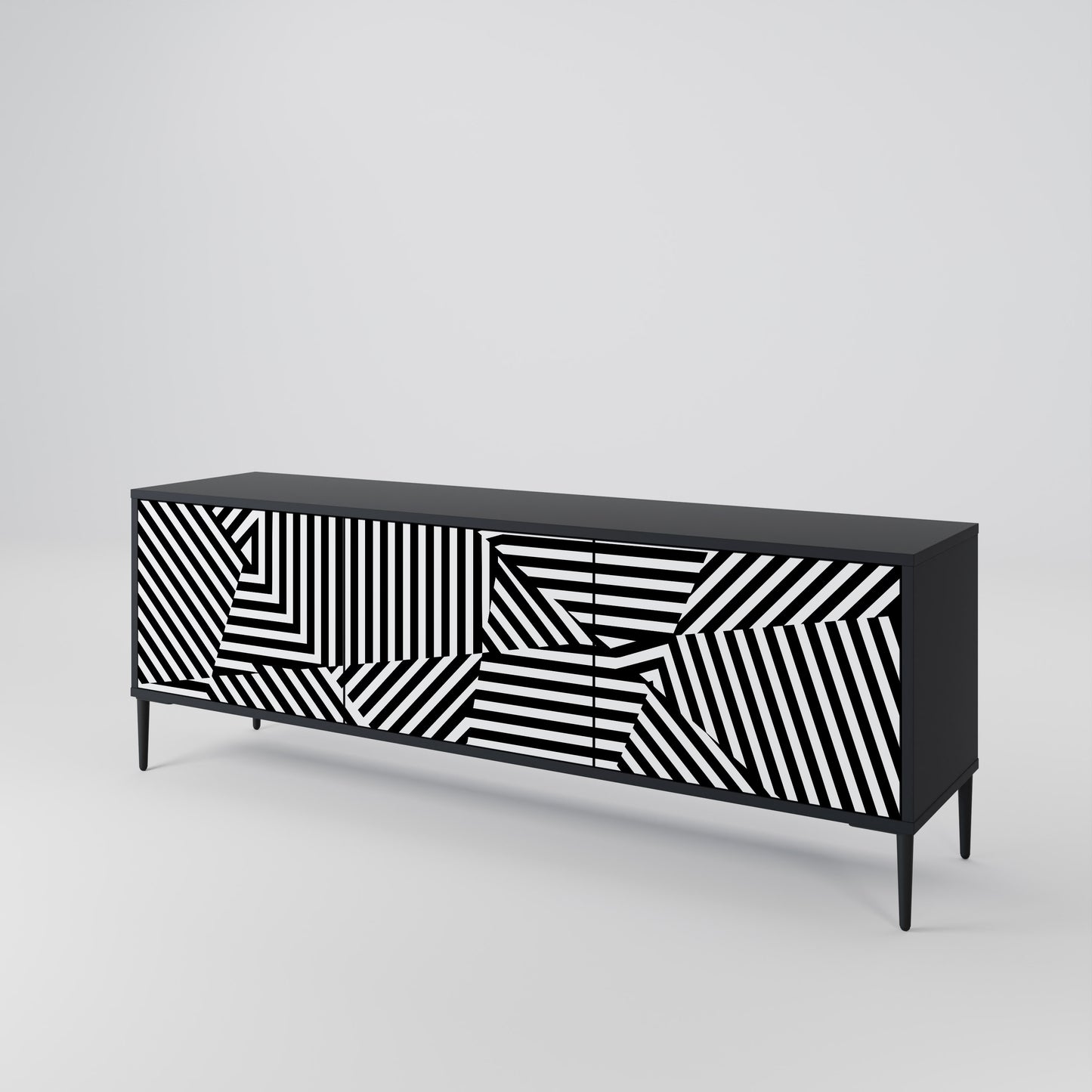 ILLUSIONARY LATTICE Třídveřový TV stolek