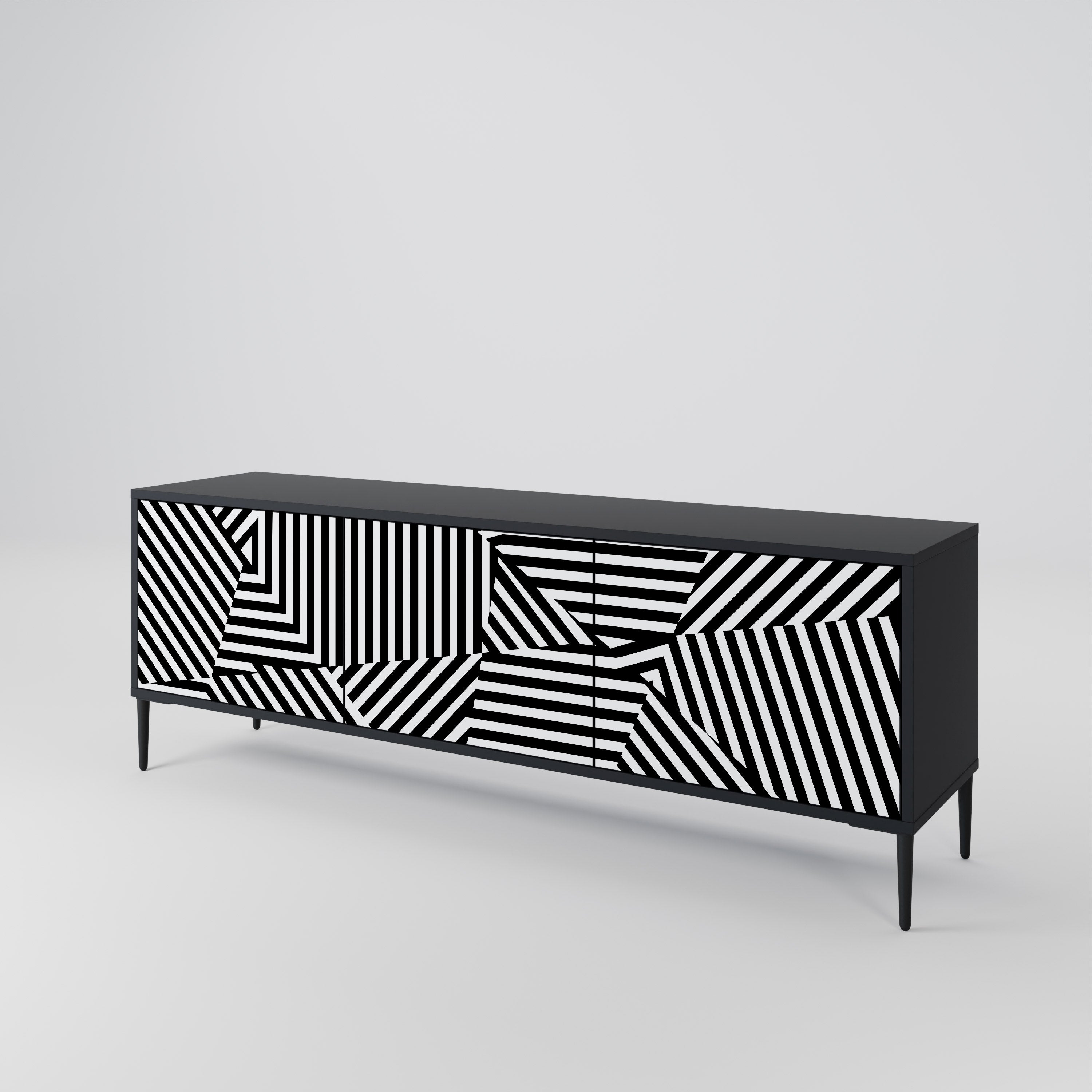 ILLUSIONARY LATTICE Třídveřový TV stolek