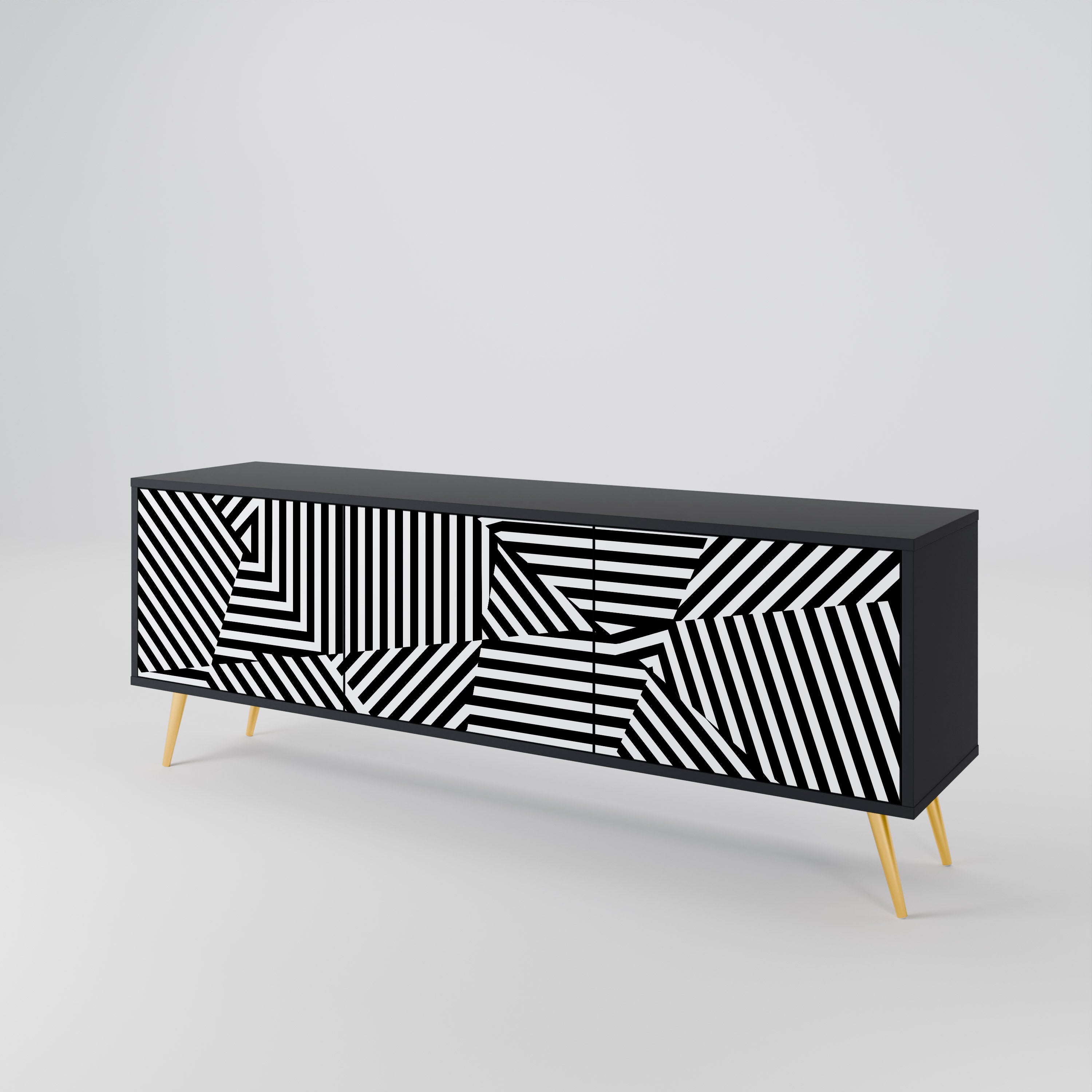 ILLUSIONARY LATTICE Třídveřový TV stolek