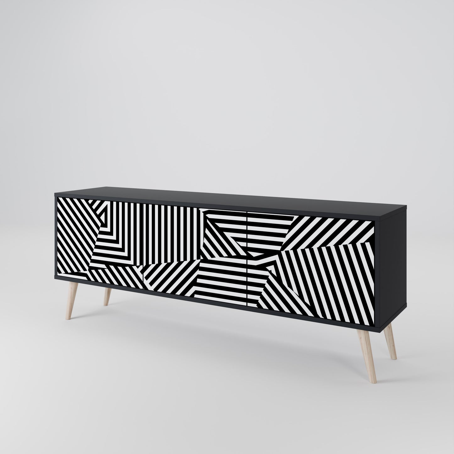 ILLUSIONARY LATTICE Třídveřový TV stolek