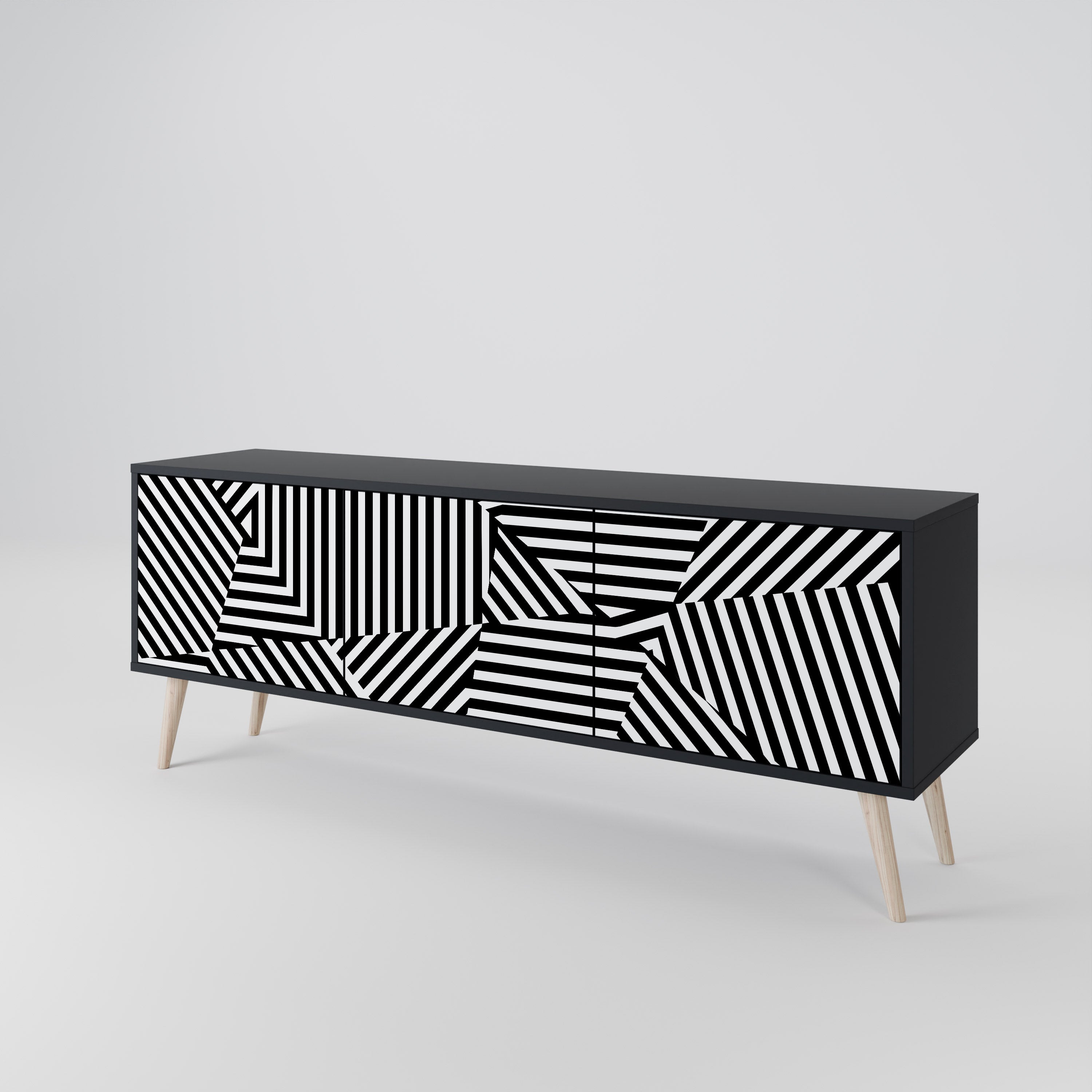 ILLUSIONARY LATTICE Třídveřový TV stolek