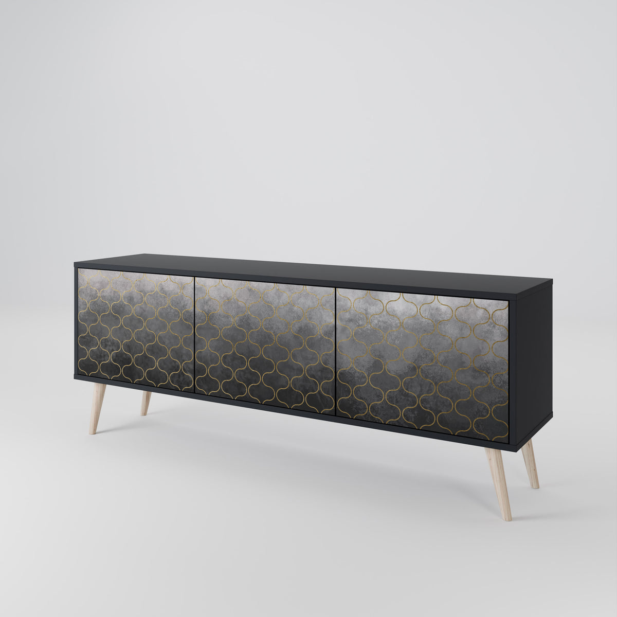 TESSELATED GRAYISH Třídveřový TV stolek