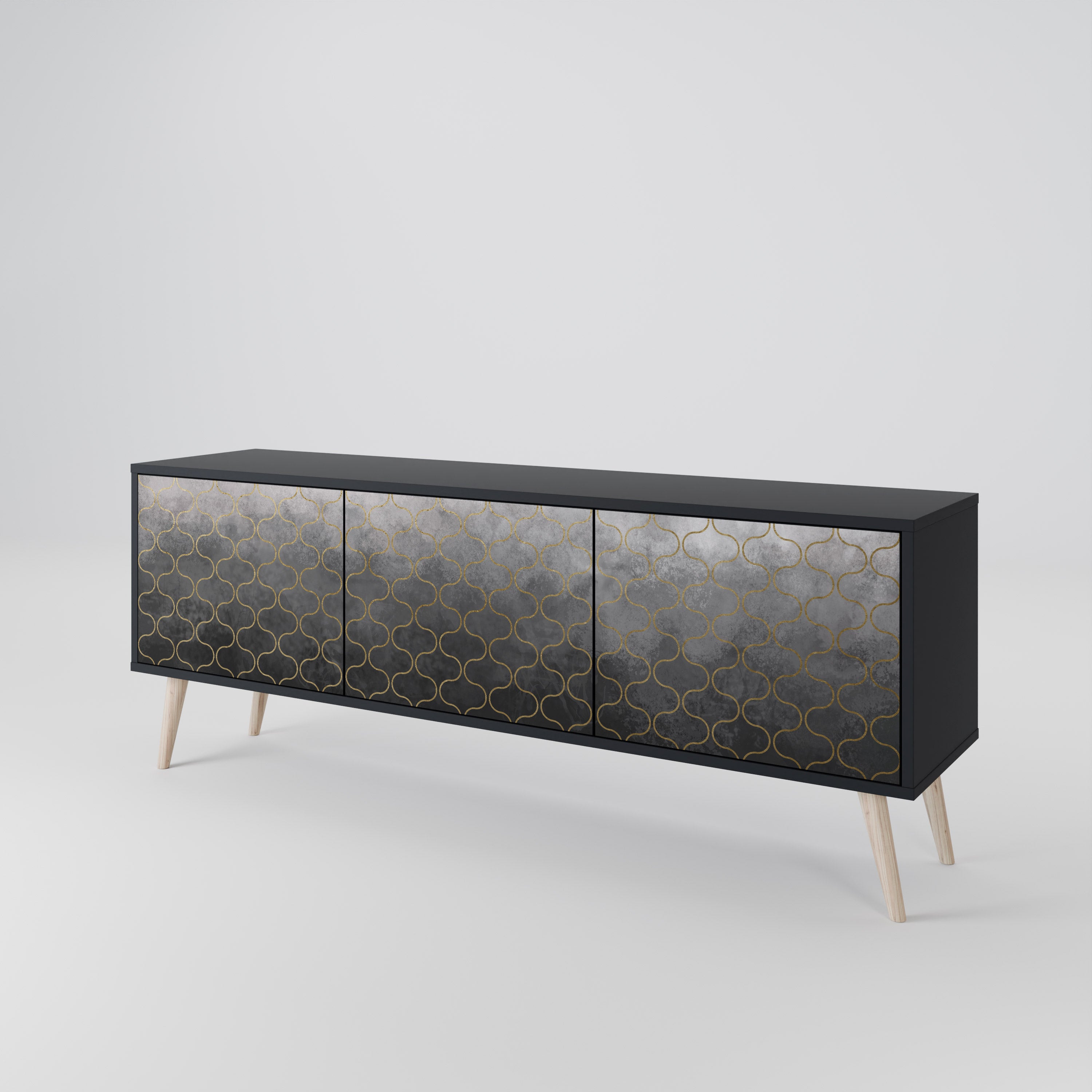 TESSELATED GRAYISH Třídveřový TV stolek