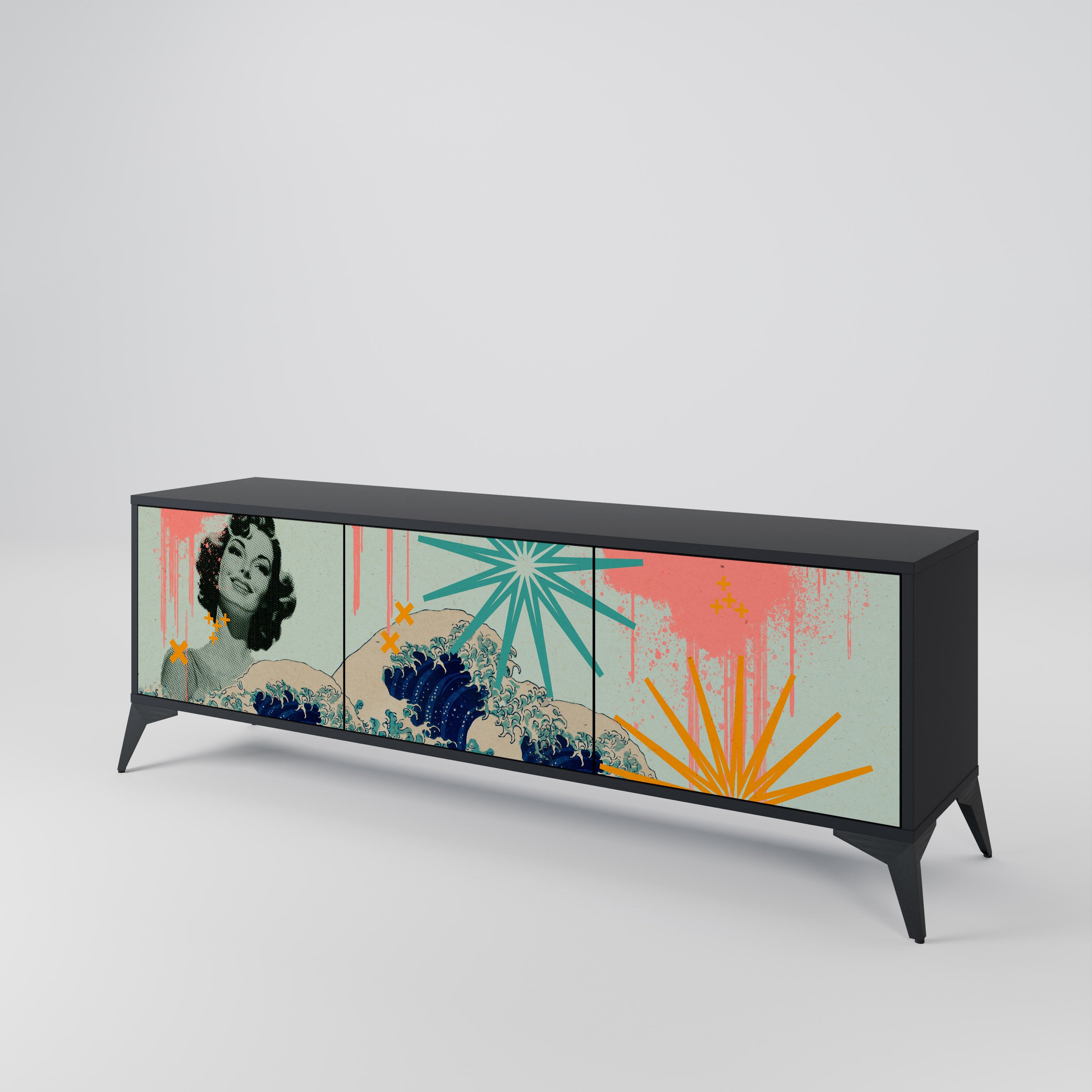 KANAGAWA BEAUTY Třídveřový TV stolek