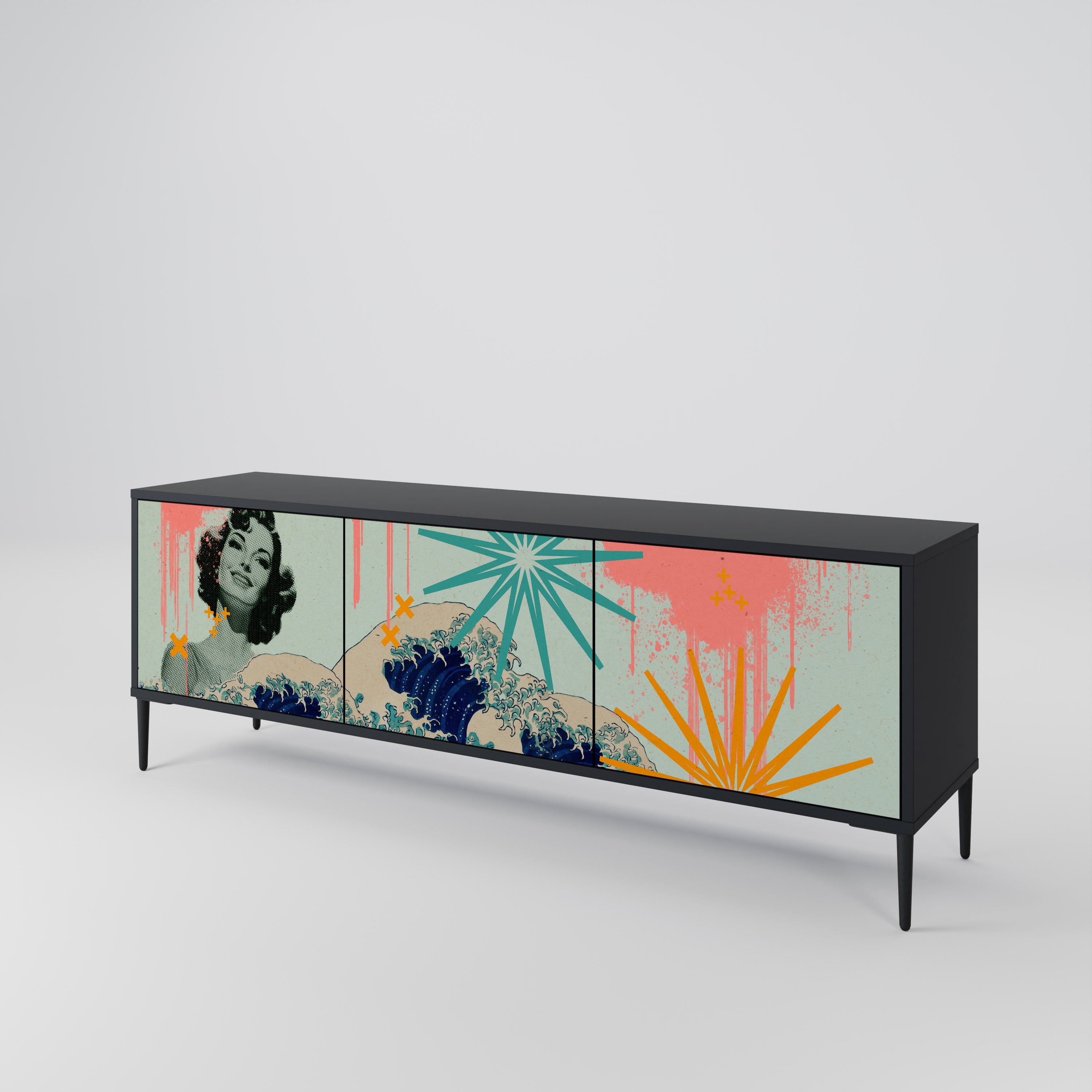 KANAGAWA BEAUTY Třídveřový TV stolek