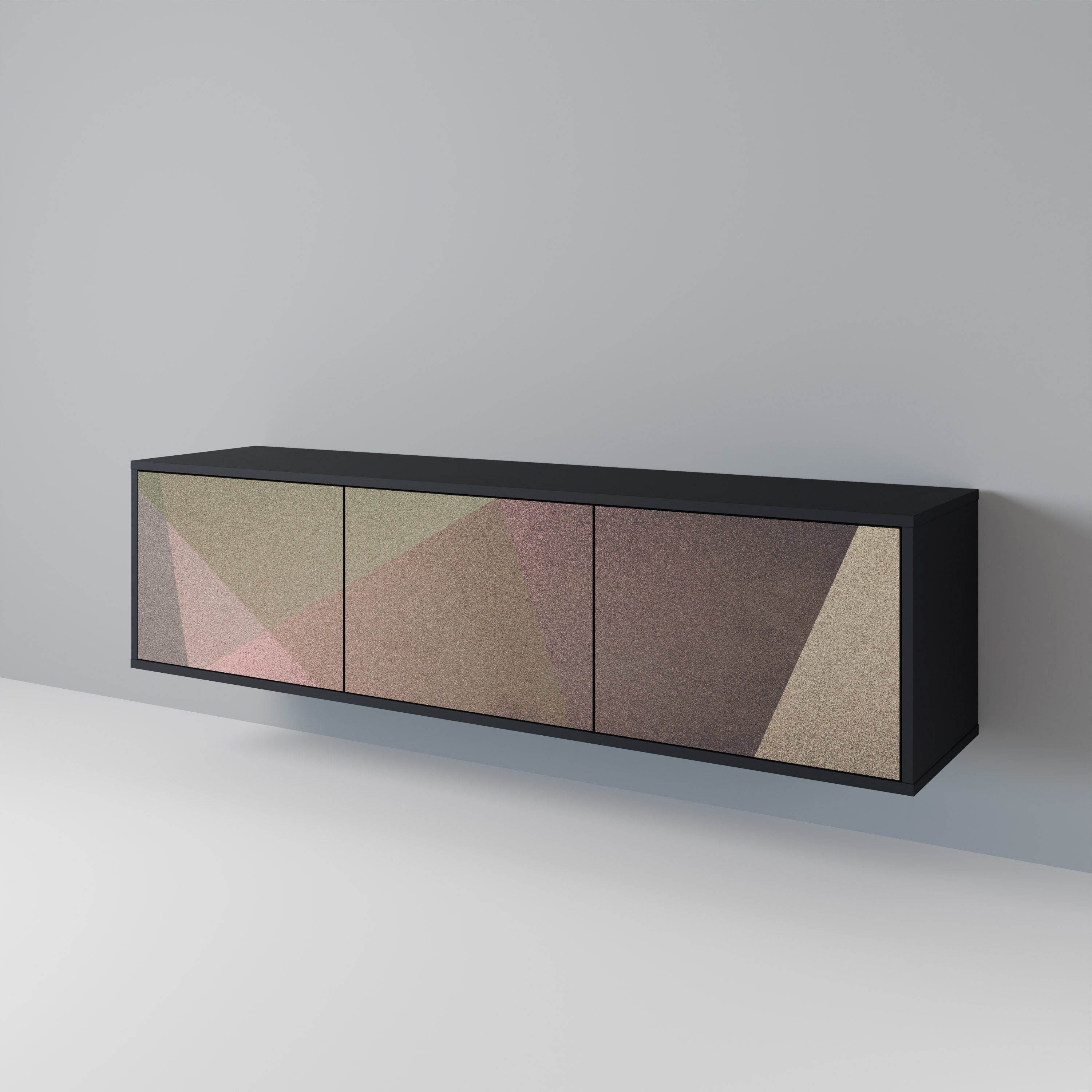 BEIGE GEOMETRY Třídveřový TV stolek