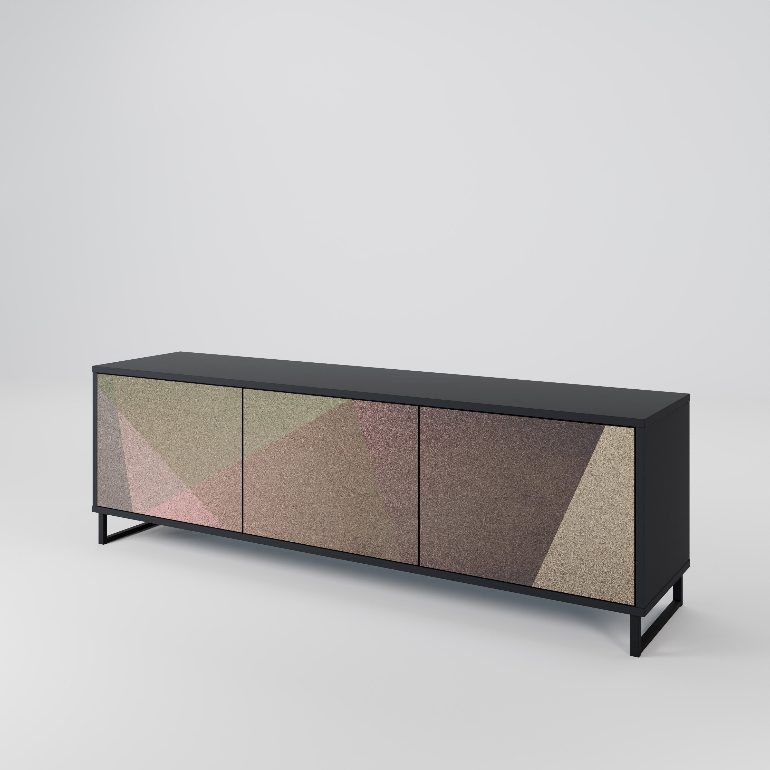 BEIGE GEOMETRY Třídveřový TV stolek
