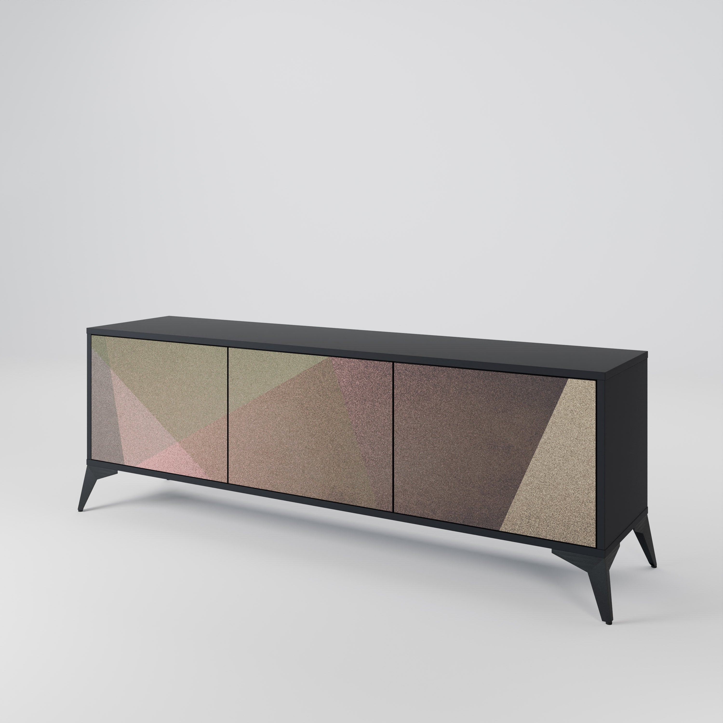 BEIGE GEOMETRY Třídveřový TV stolek