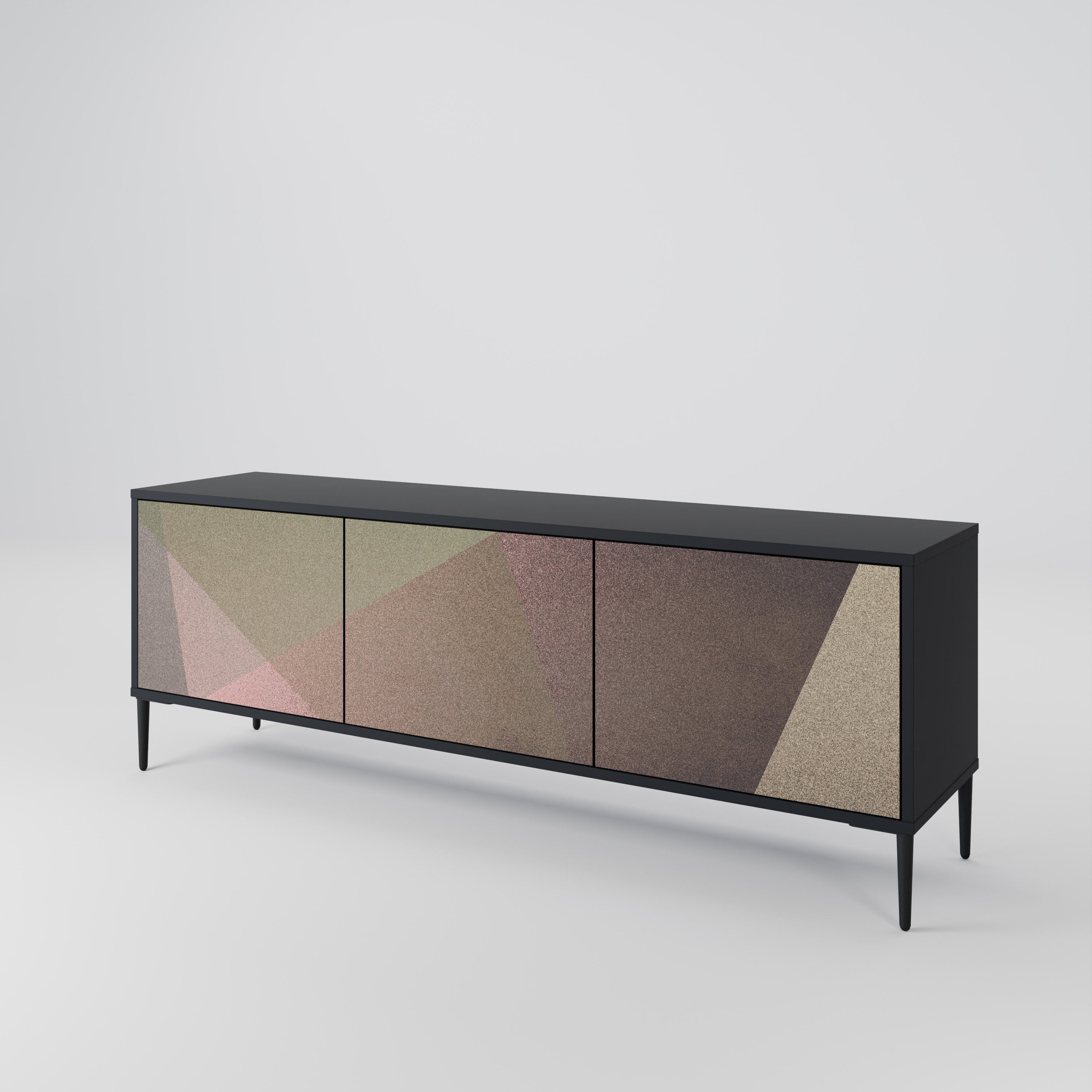 BEIGE GEOMETRY Třídveřový TV stolek