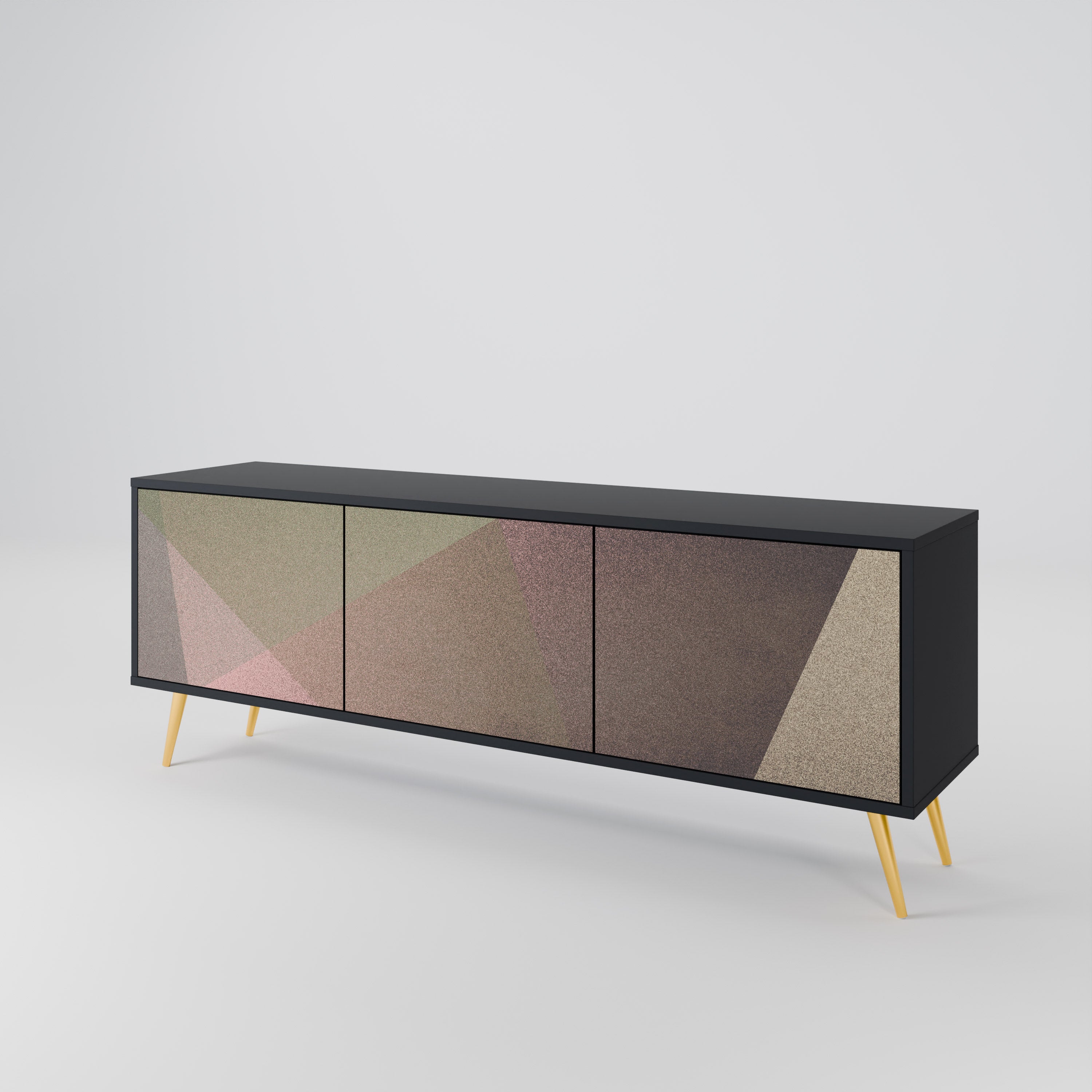 BEIGE GEOMETRY Třídveřový TV stolek