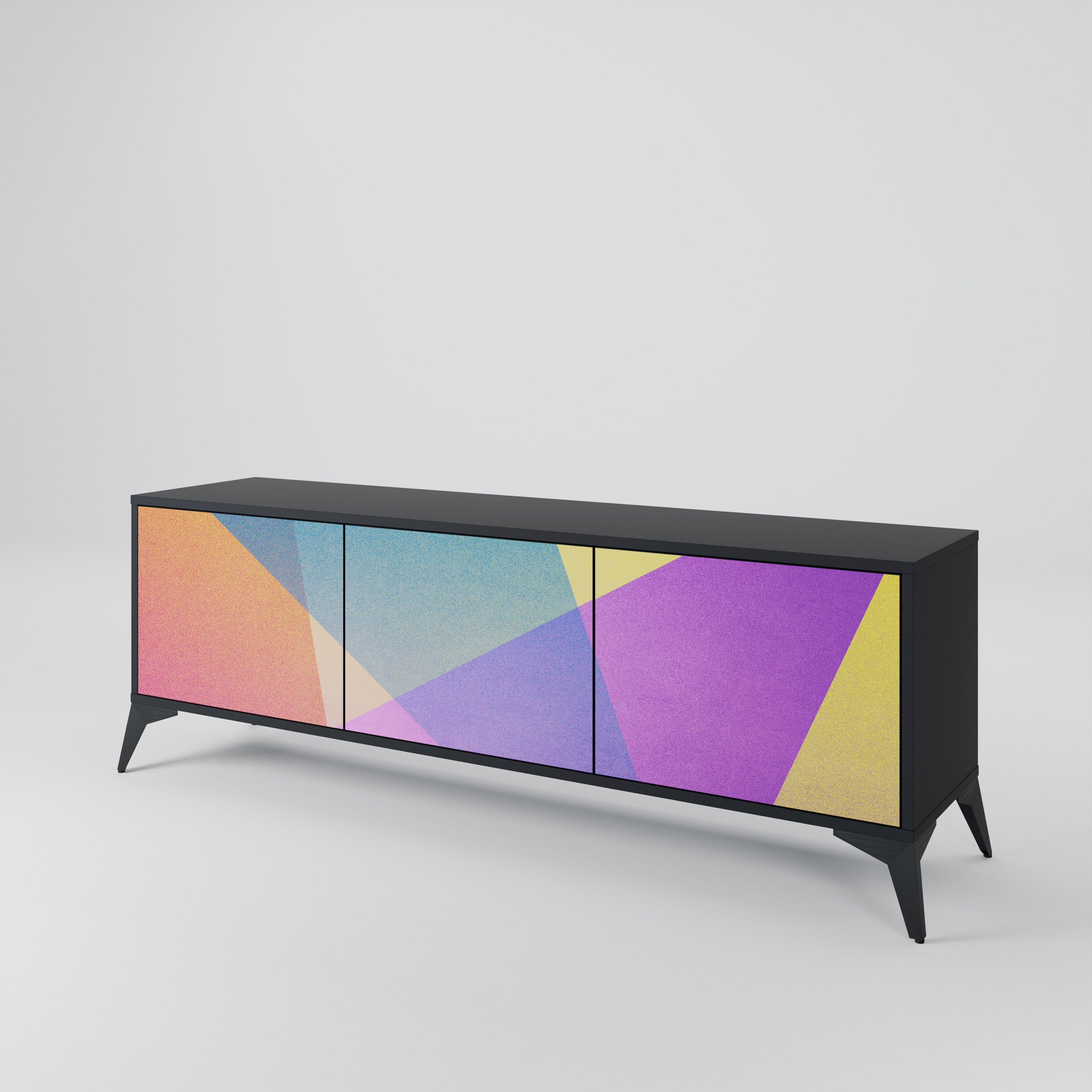 BRIGHT GEOMETRY Třídveřový TV stolek