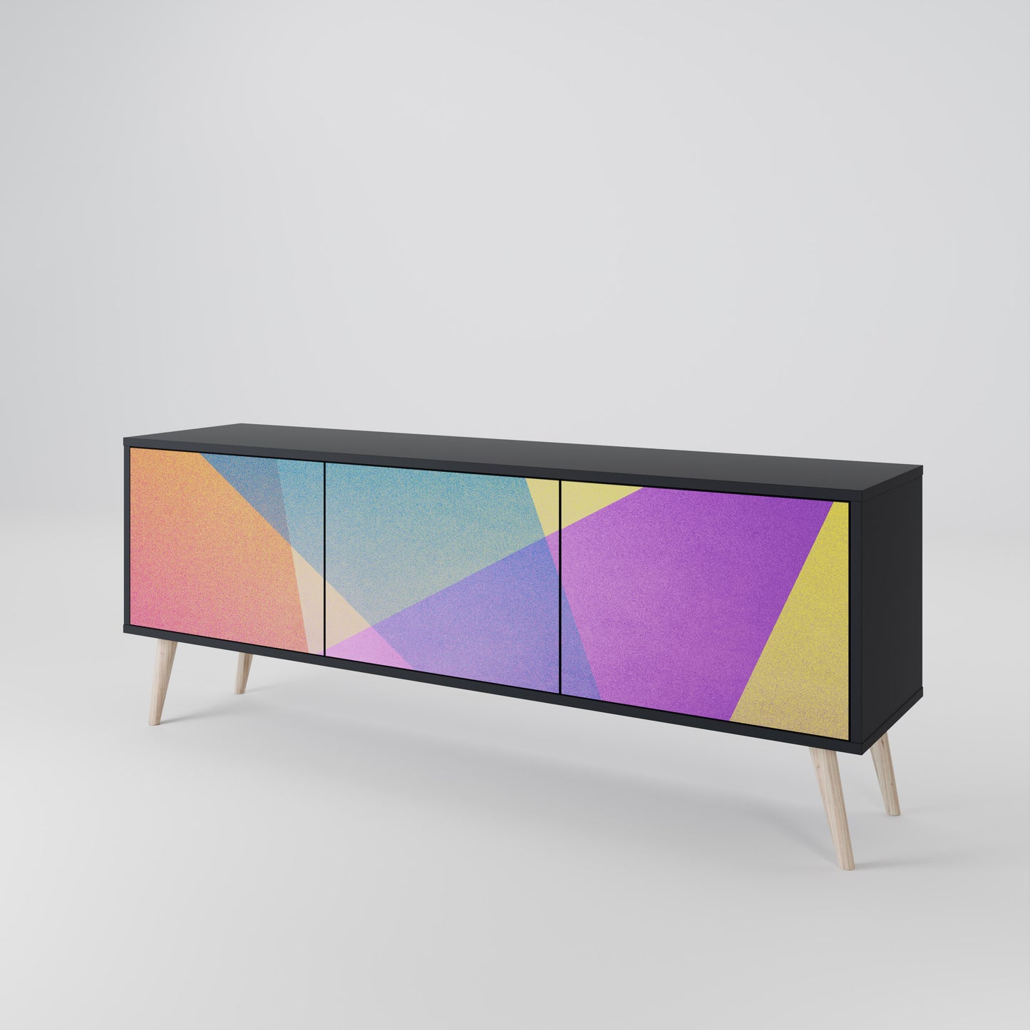 BRIGHT GEOMETRY Třídveřový TV stolek