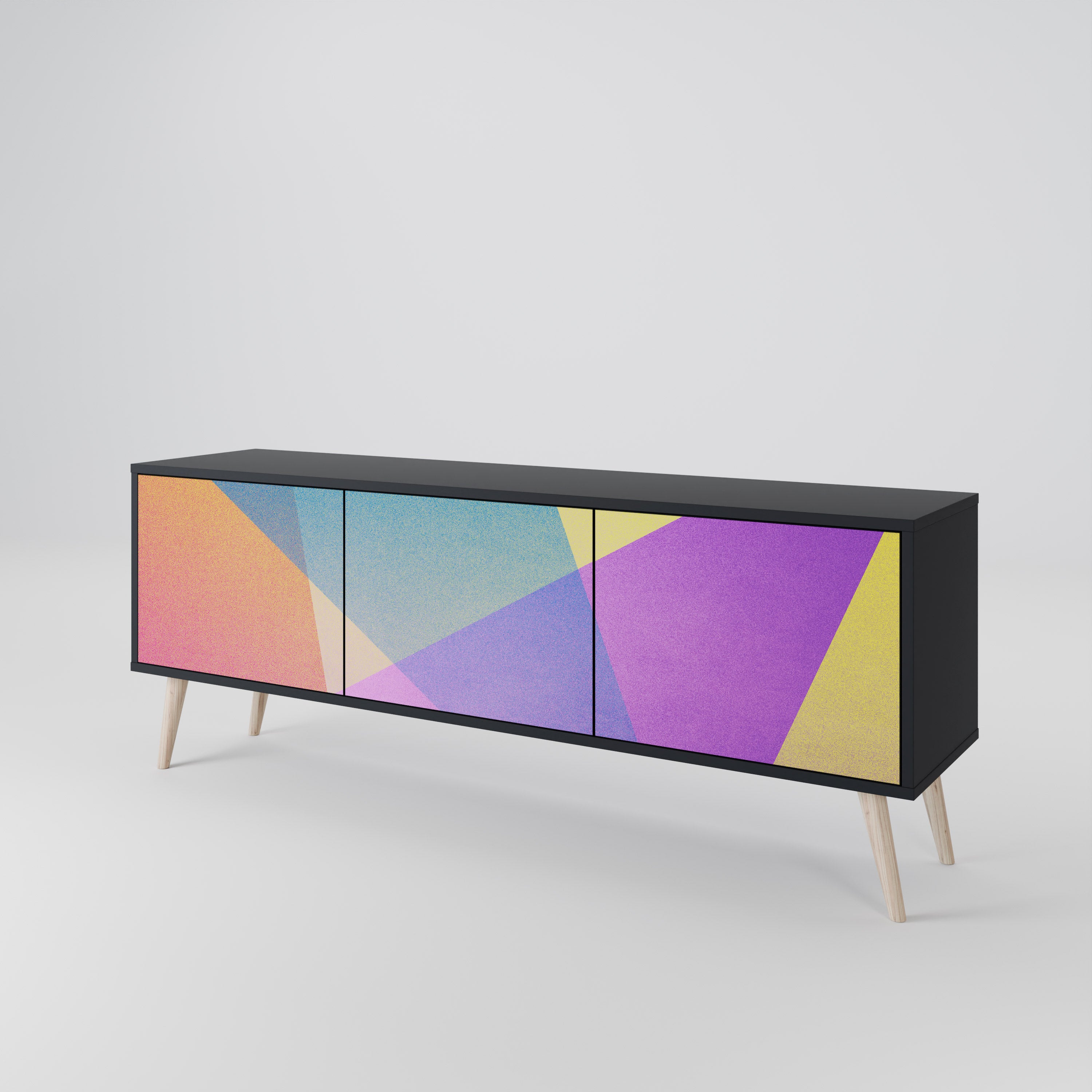 BRIGHT GEOMETRY Třídveřový TV stolek