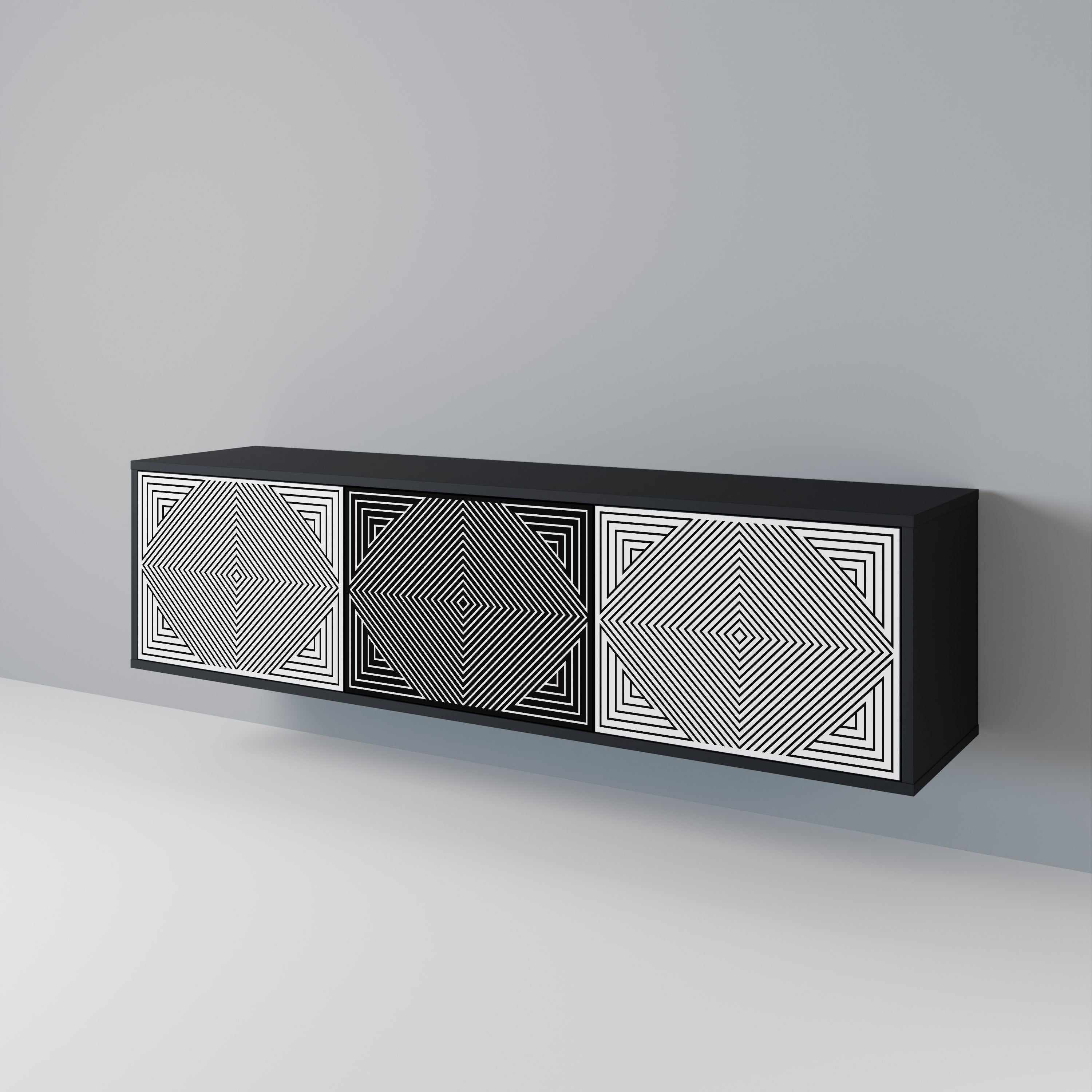 POLYGON ILLUSION Třídveřový TV stolek
