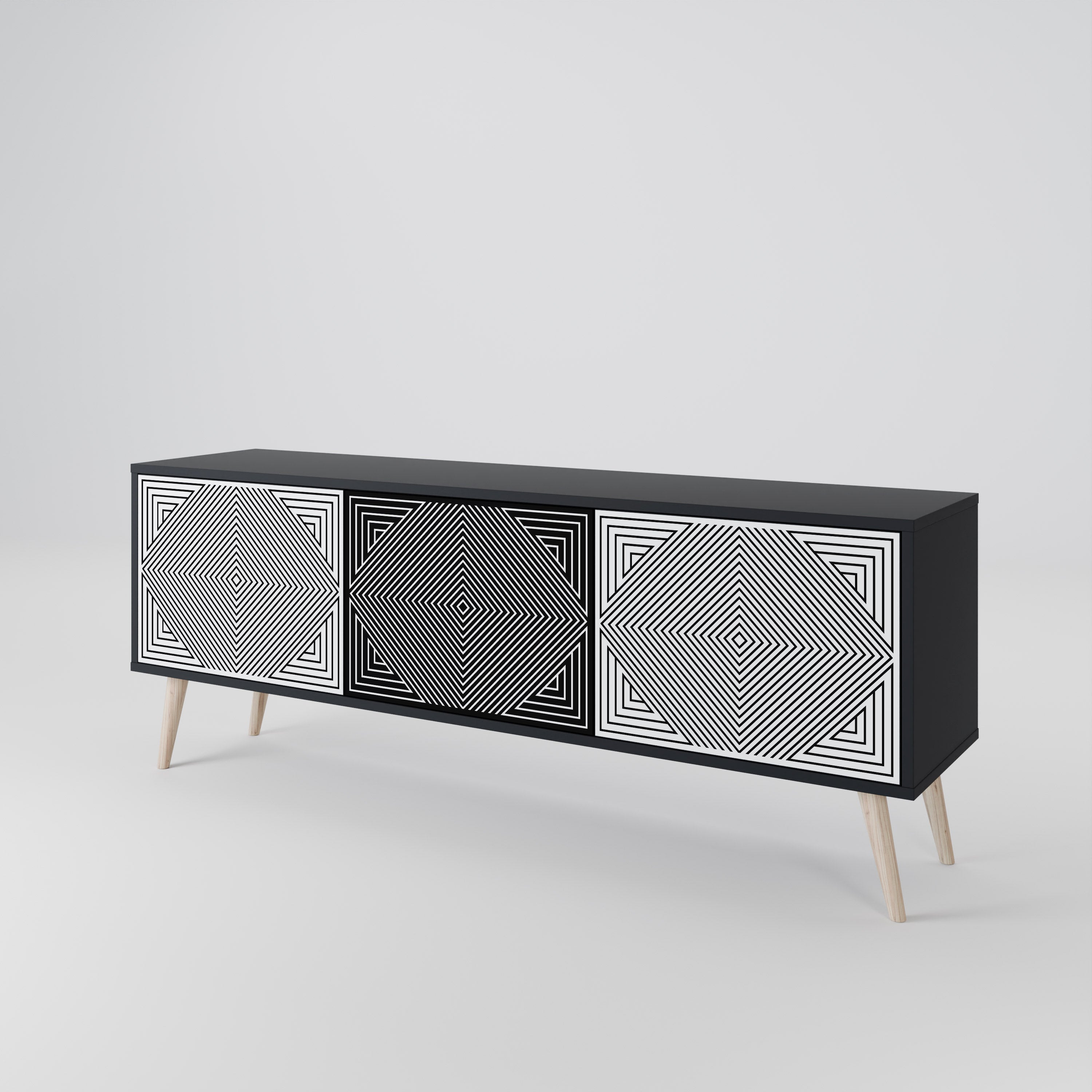 POLYGON ILLUSION Třídveřový TV stolek