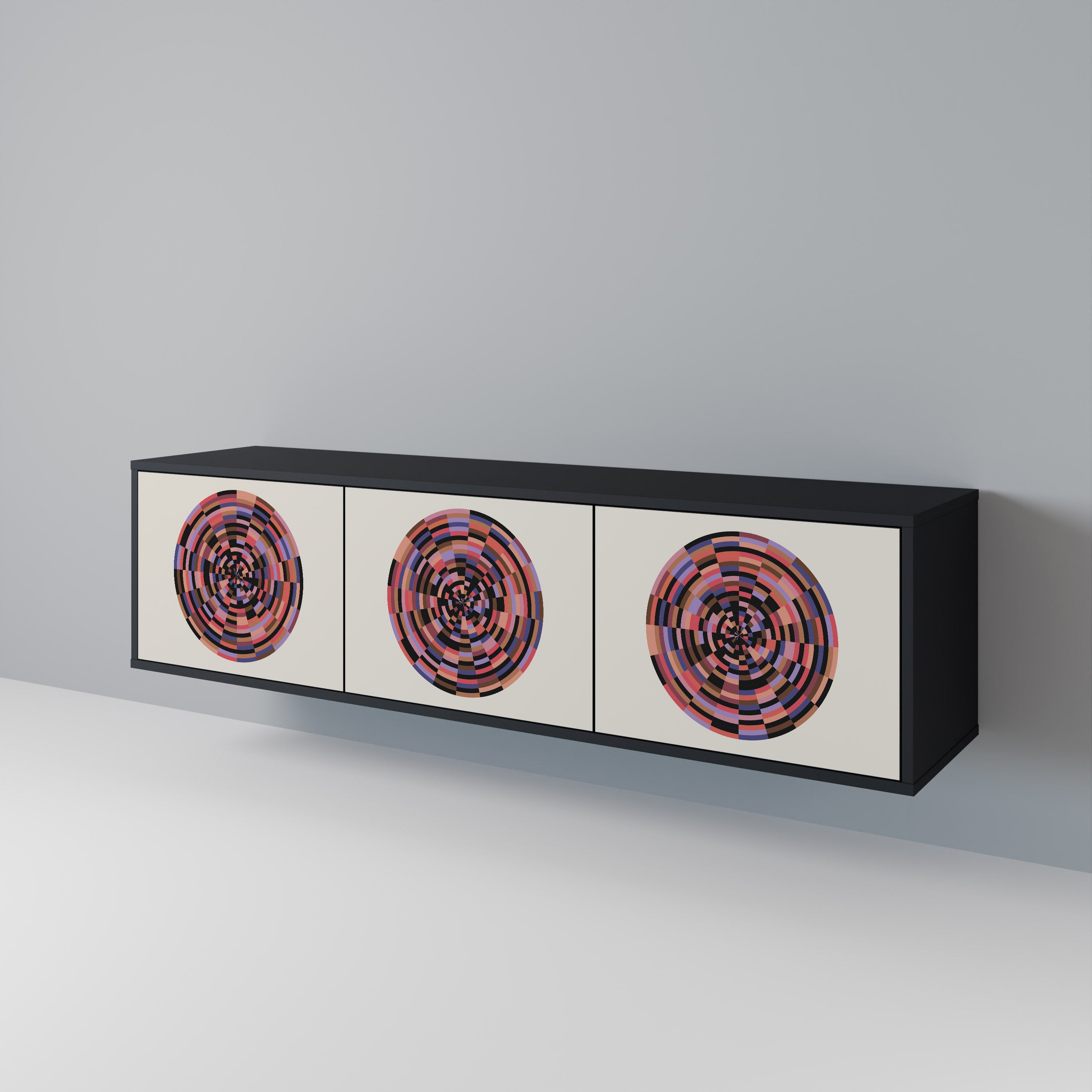 BROWN CIRCLES Třídveřový TV stolek