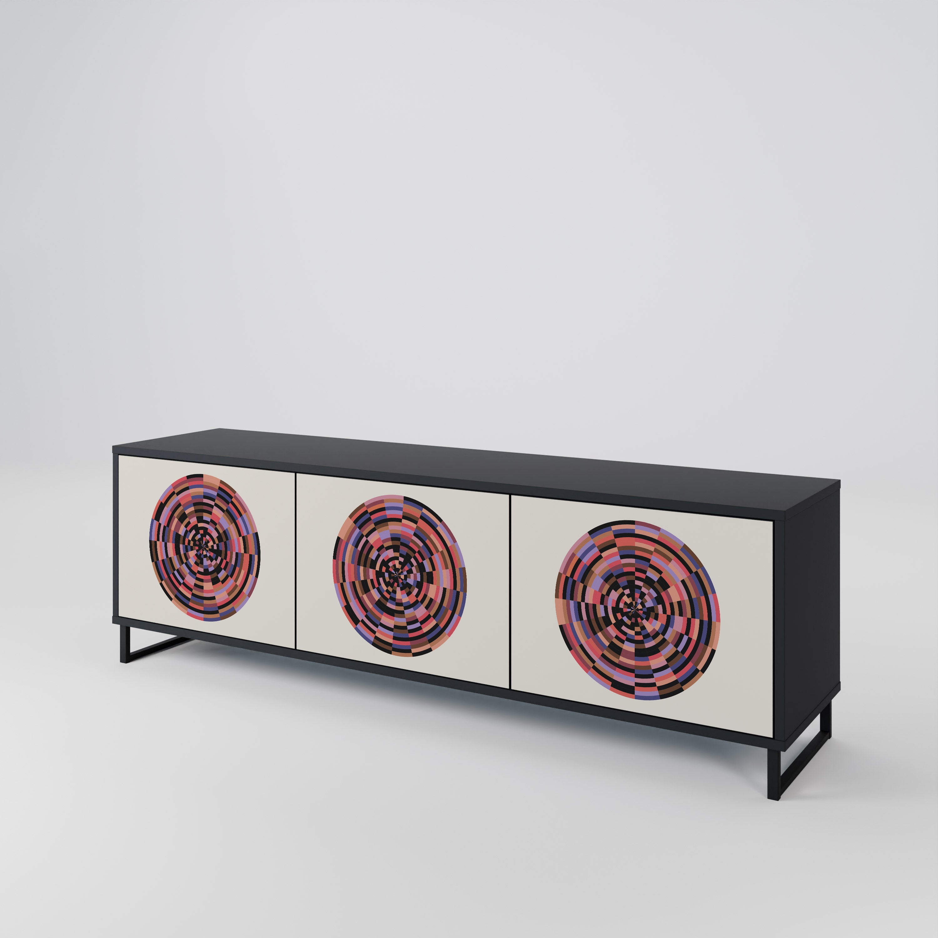 BROWN CIRCLES Třídveřový TV stolek