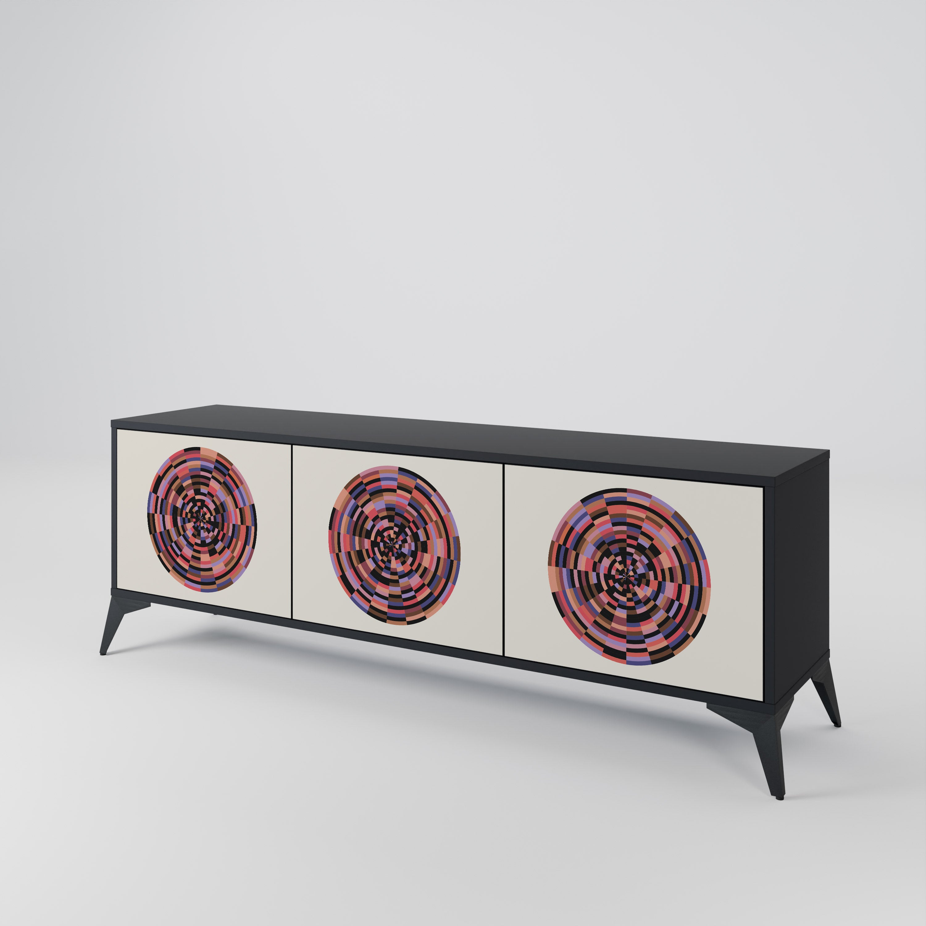 BROWN CIRCLES Třídveřový TV stolek