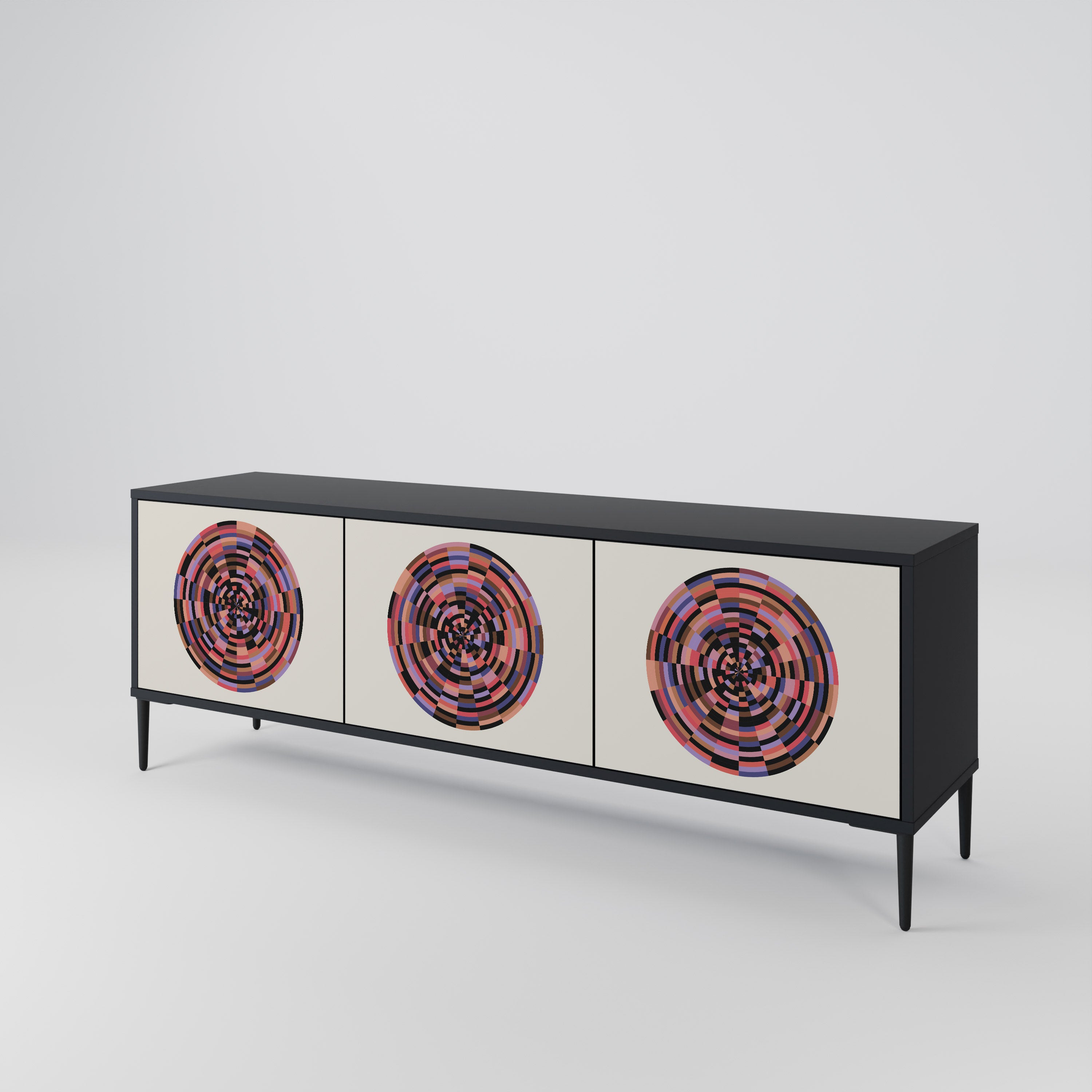 BROWN CIRCLES Třídveřový TV stolek