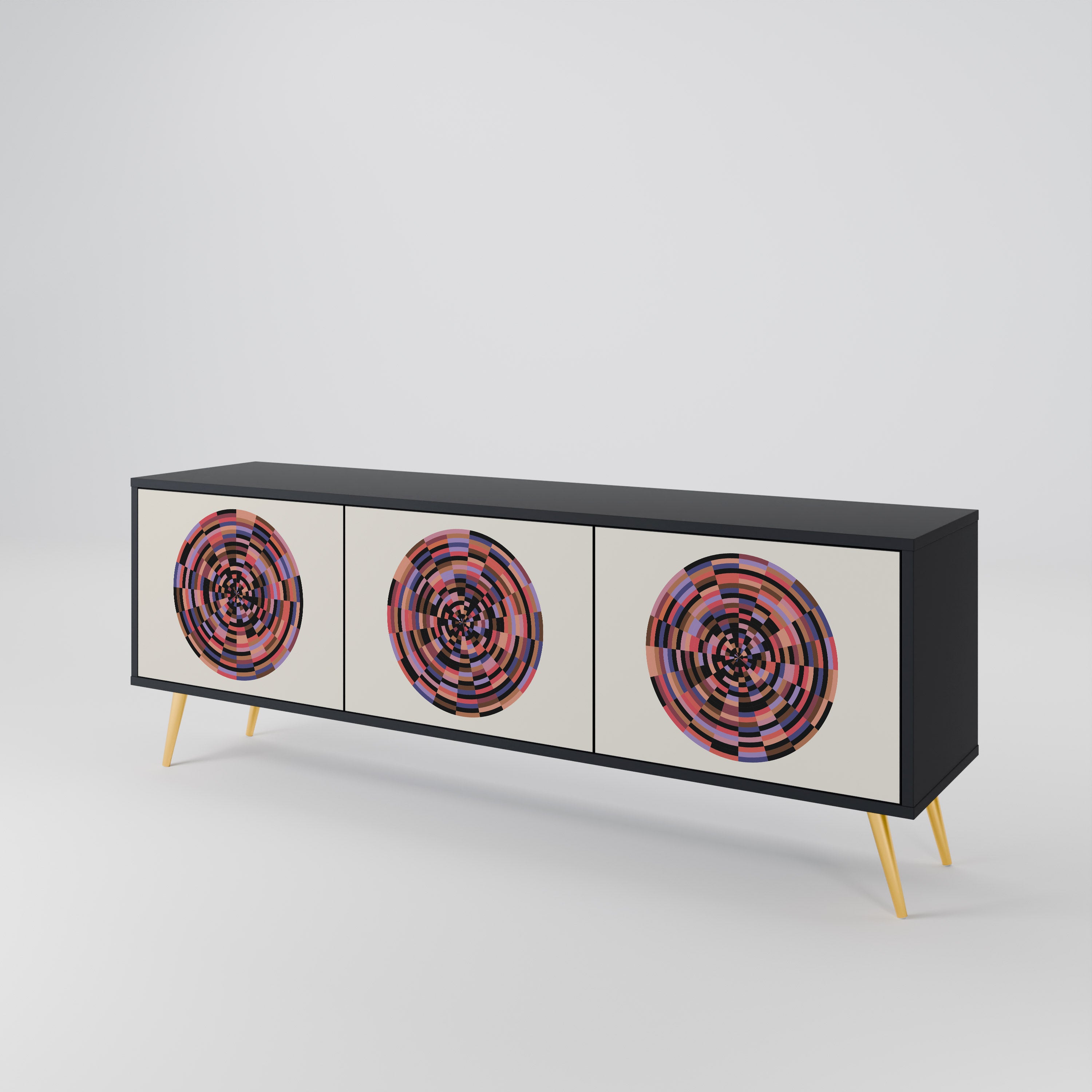 BROWN CIRCLES Třídveřový TV stolek