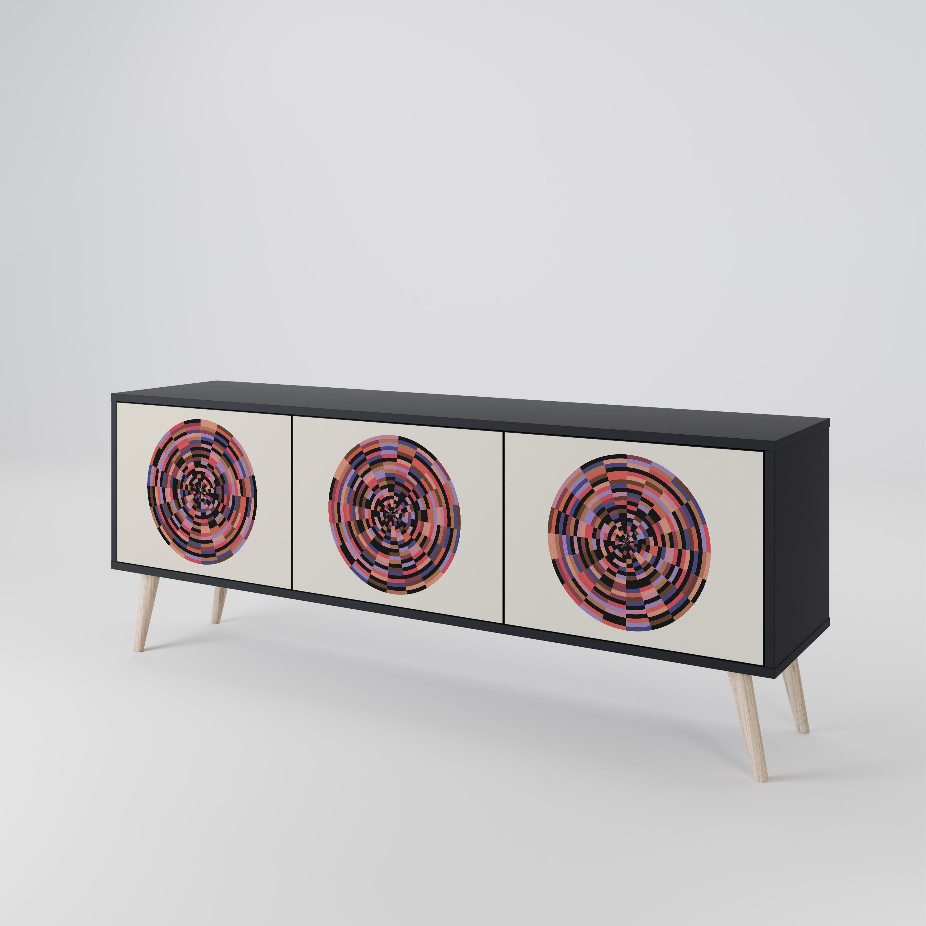 BROWN CIRCLES Třídveřový TV stolek