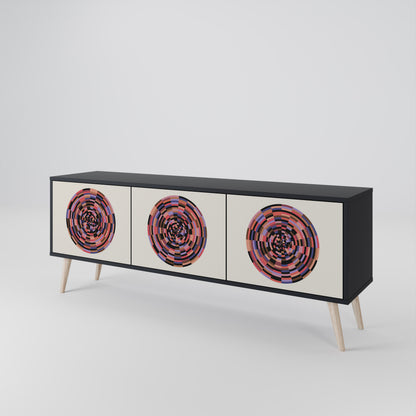 BROWN CIRCLES Třídveřový TV stolek