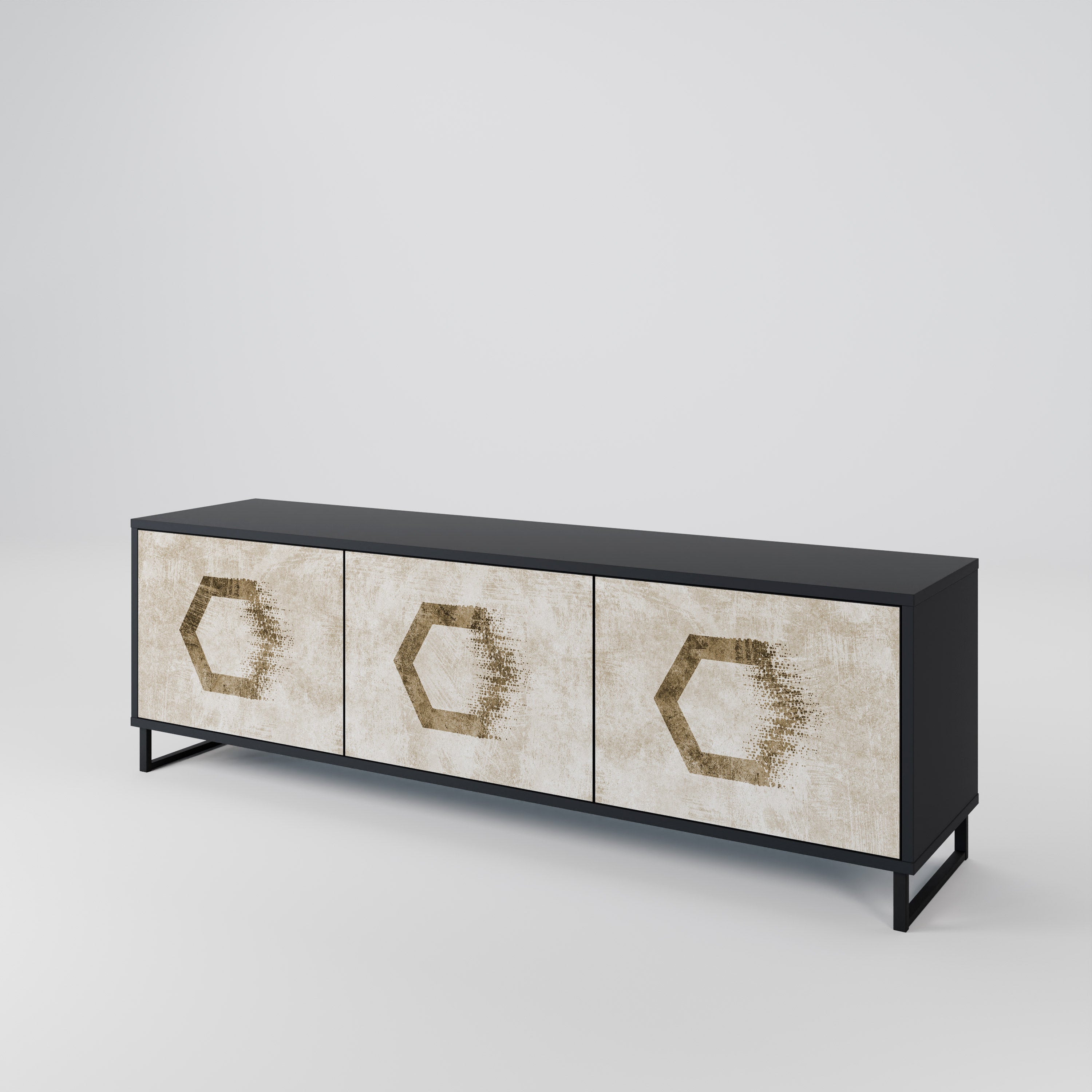 HEXAGONAL SHAPES Třídveřový TV stolek