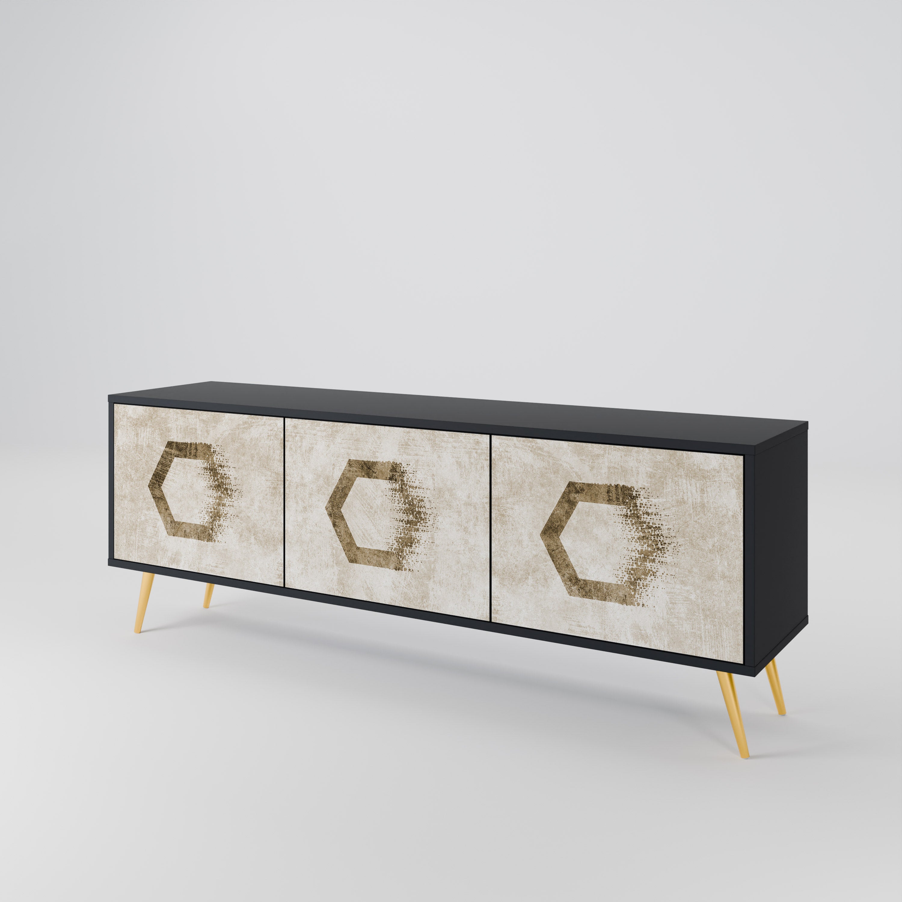 HEXAGONAL SHAPES Třídveřový TV stolek