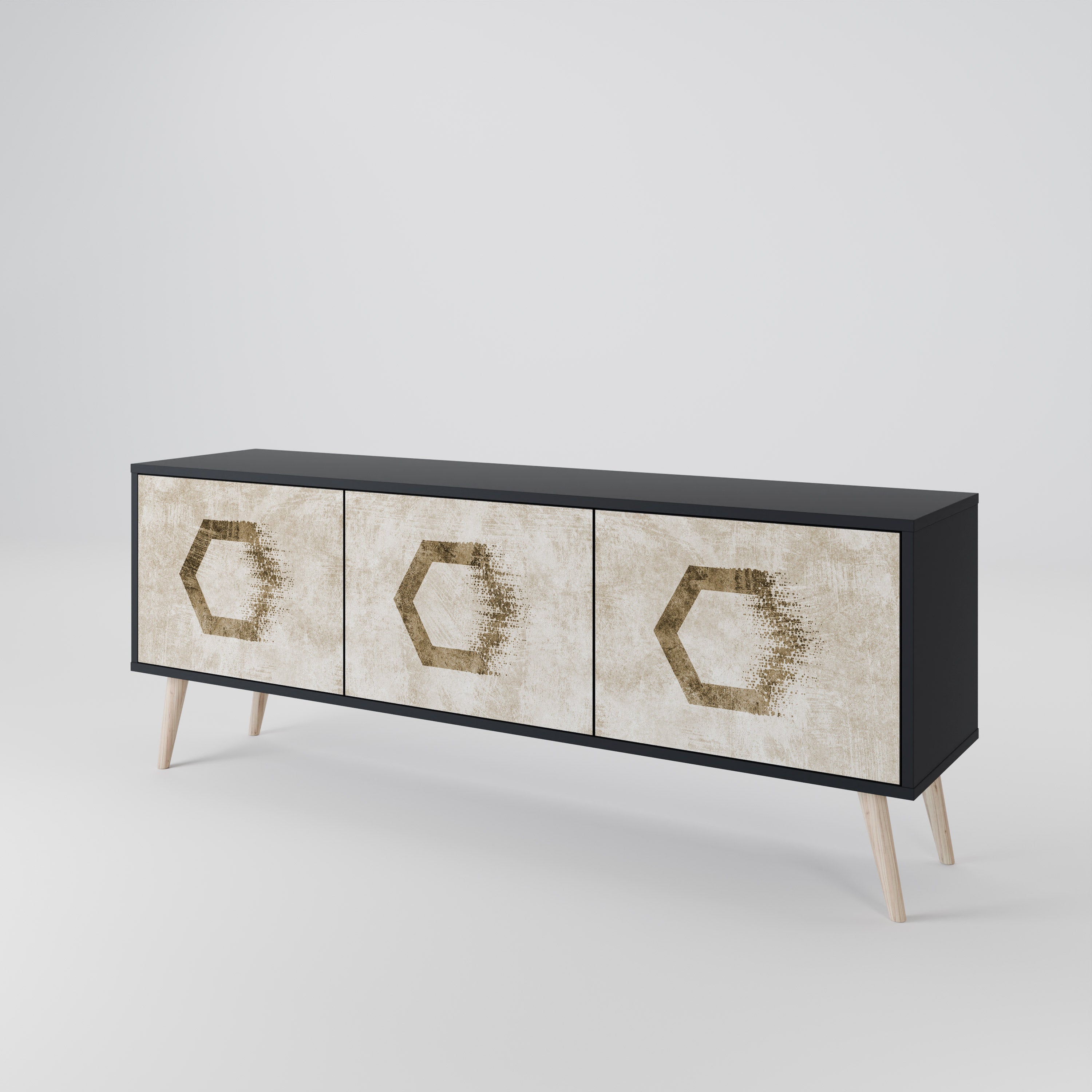 HEXAGONAL SHAPES Třídveřový TV stolek