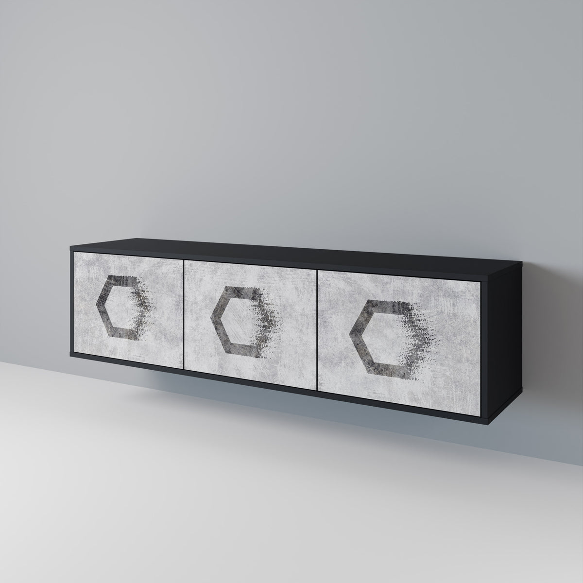 HEXAGONAL FIGURES Třídveřový TV stolek