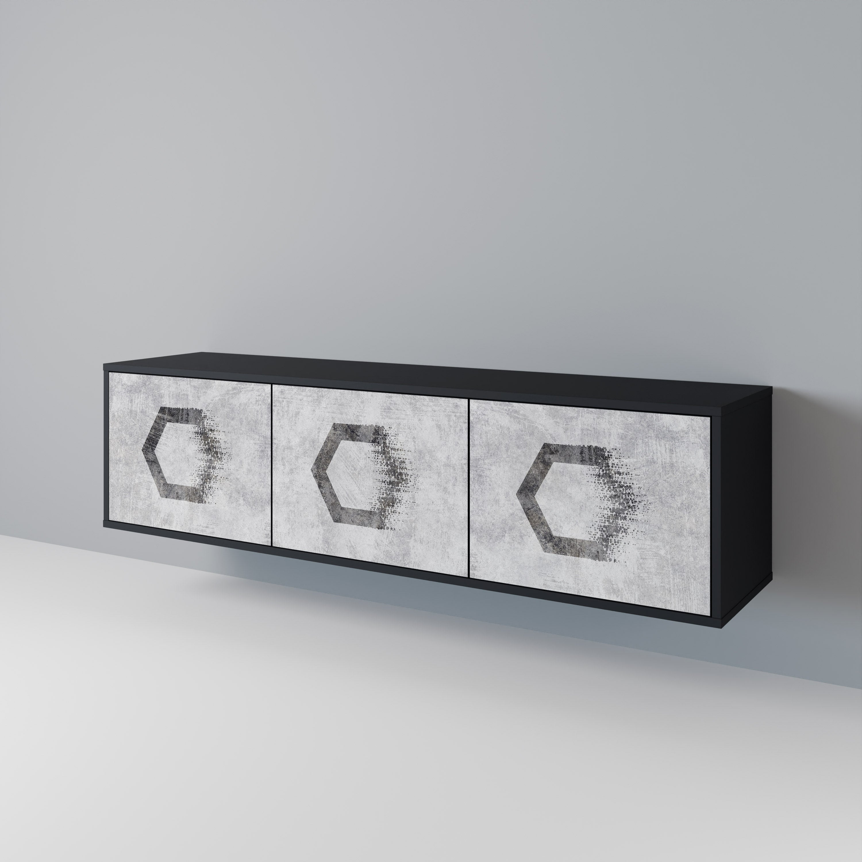 HEXAGONAL FIGURES Třídveřový TV stolek