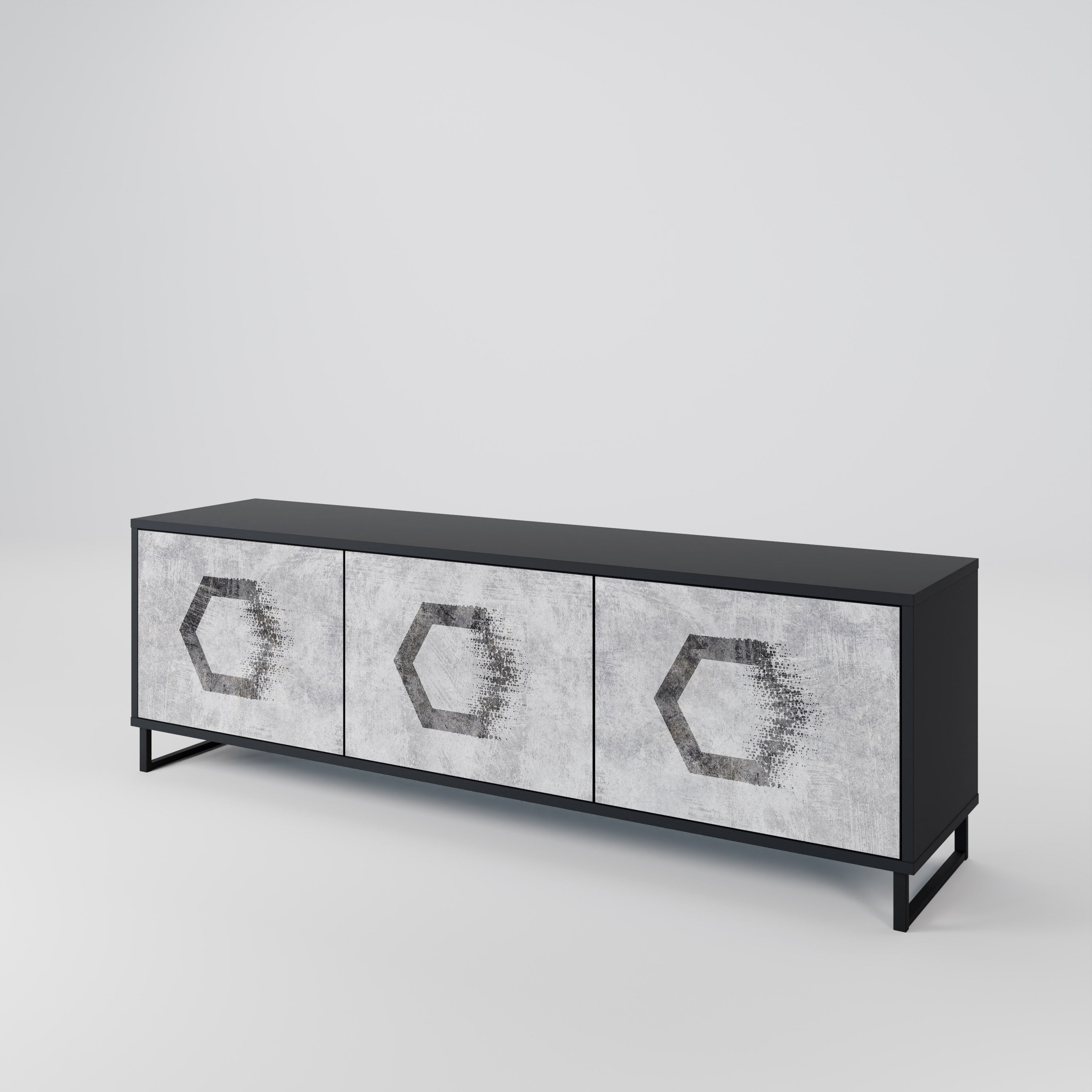 HEXAGONAL FIGURES Třídveřový TV stolek