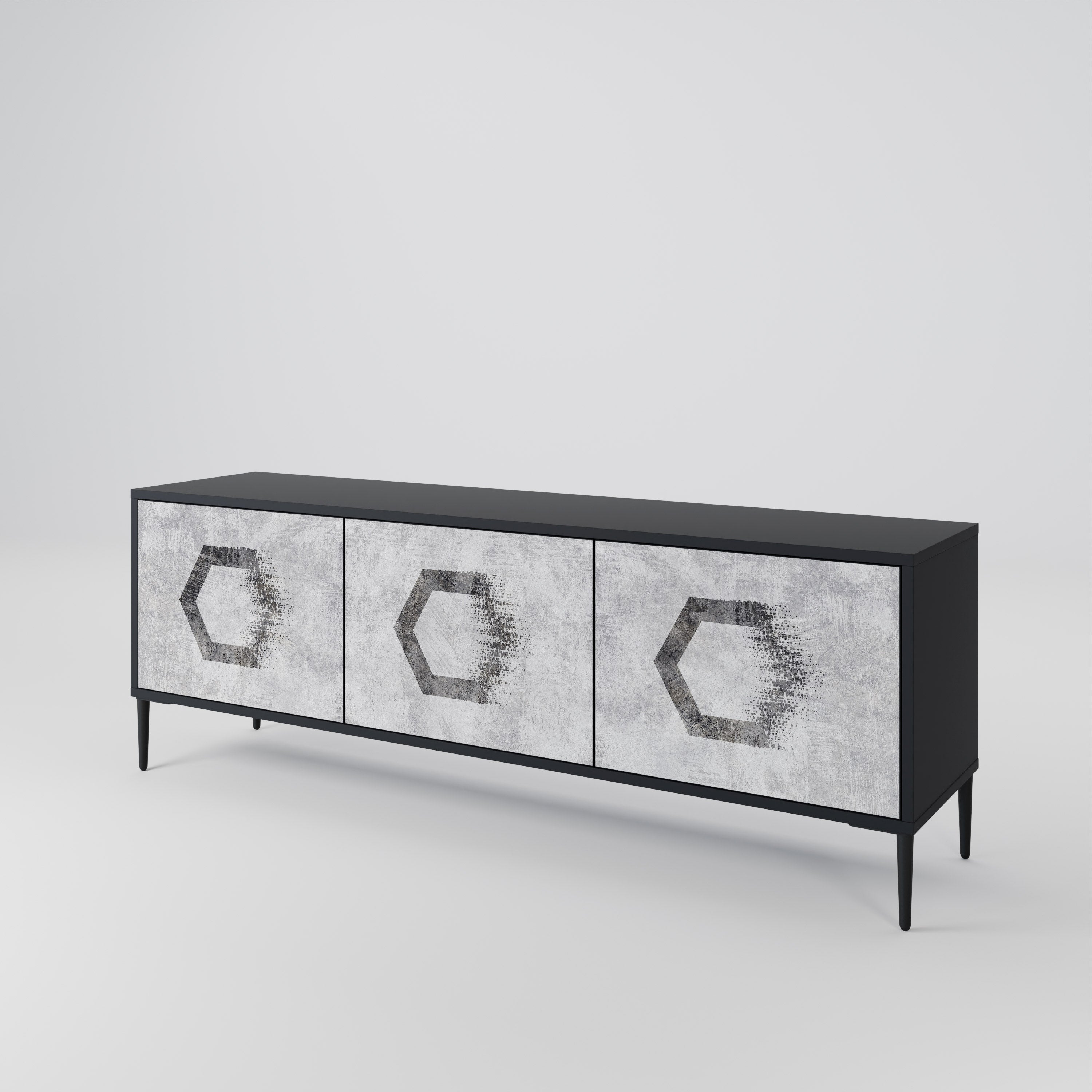 HEXAGONAL FIGURES Třídveřový TV stolek