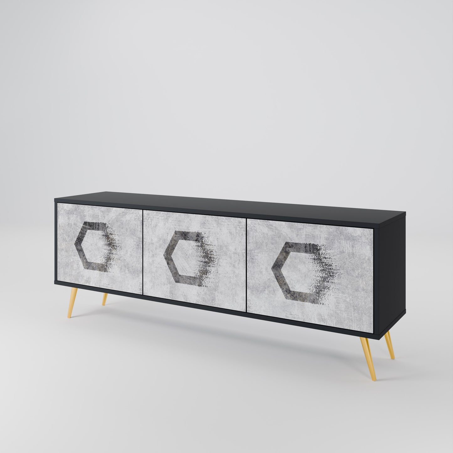 HEXAGONAL FIGURES Třídveřový TV stolek
