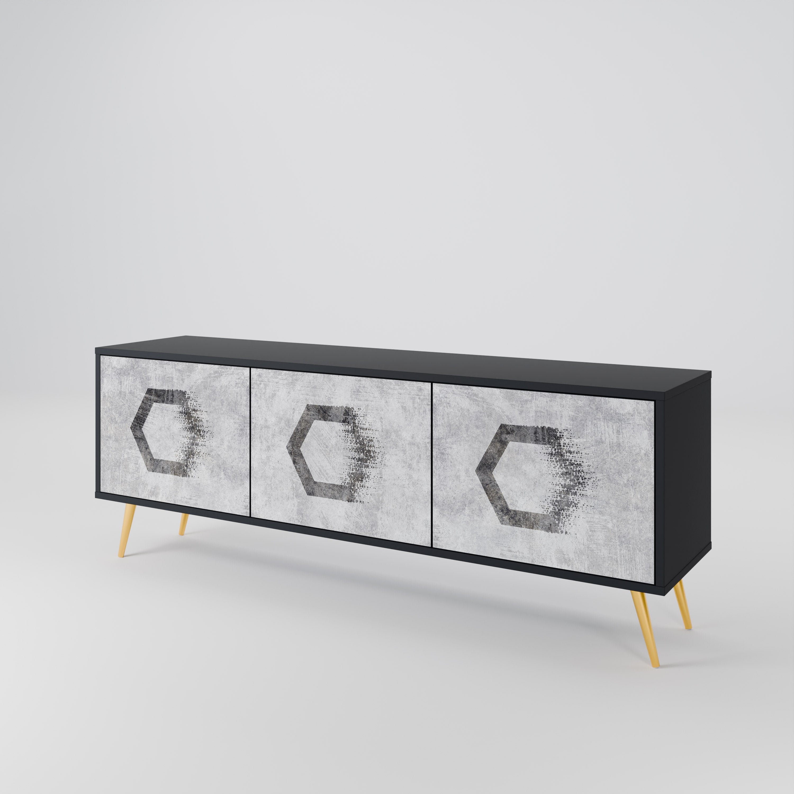 HEXAGONAL FIGURES Třídveřový TV stolek