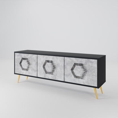 HEXAGONAL FIGURES Třídveřový TV stolek