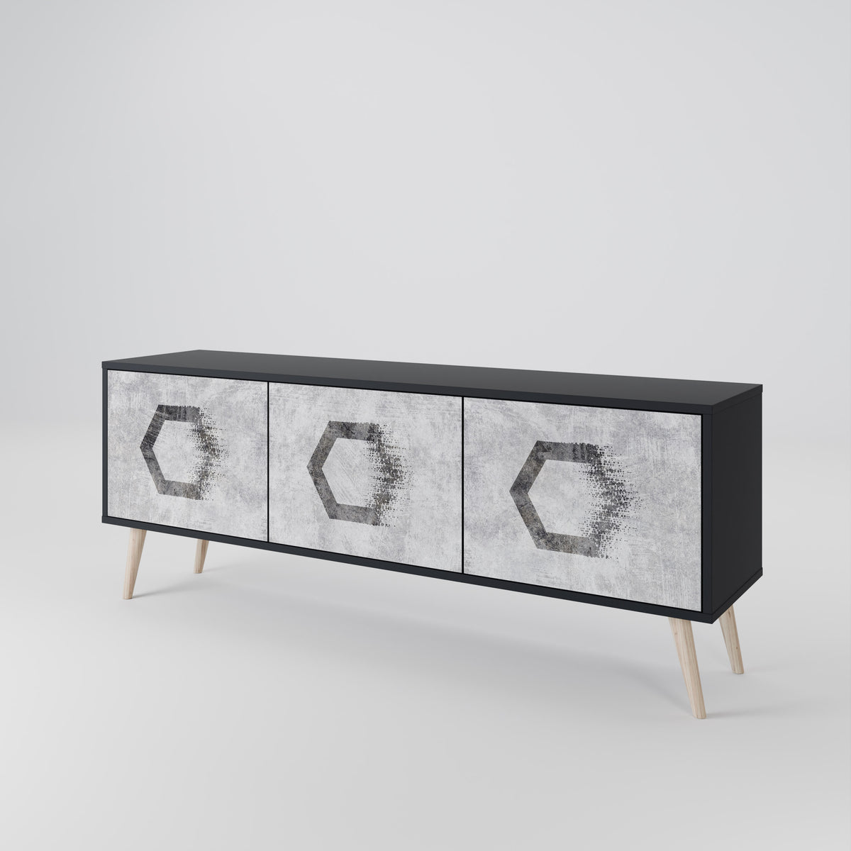 HEXAGONAL FIGURES Třídveřový TV stolek