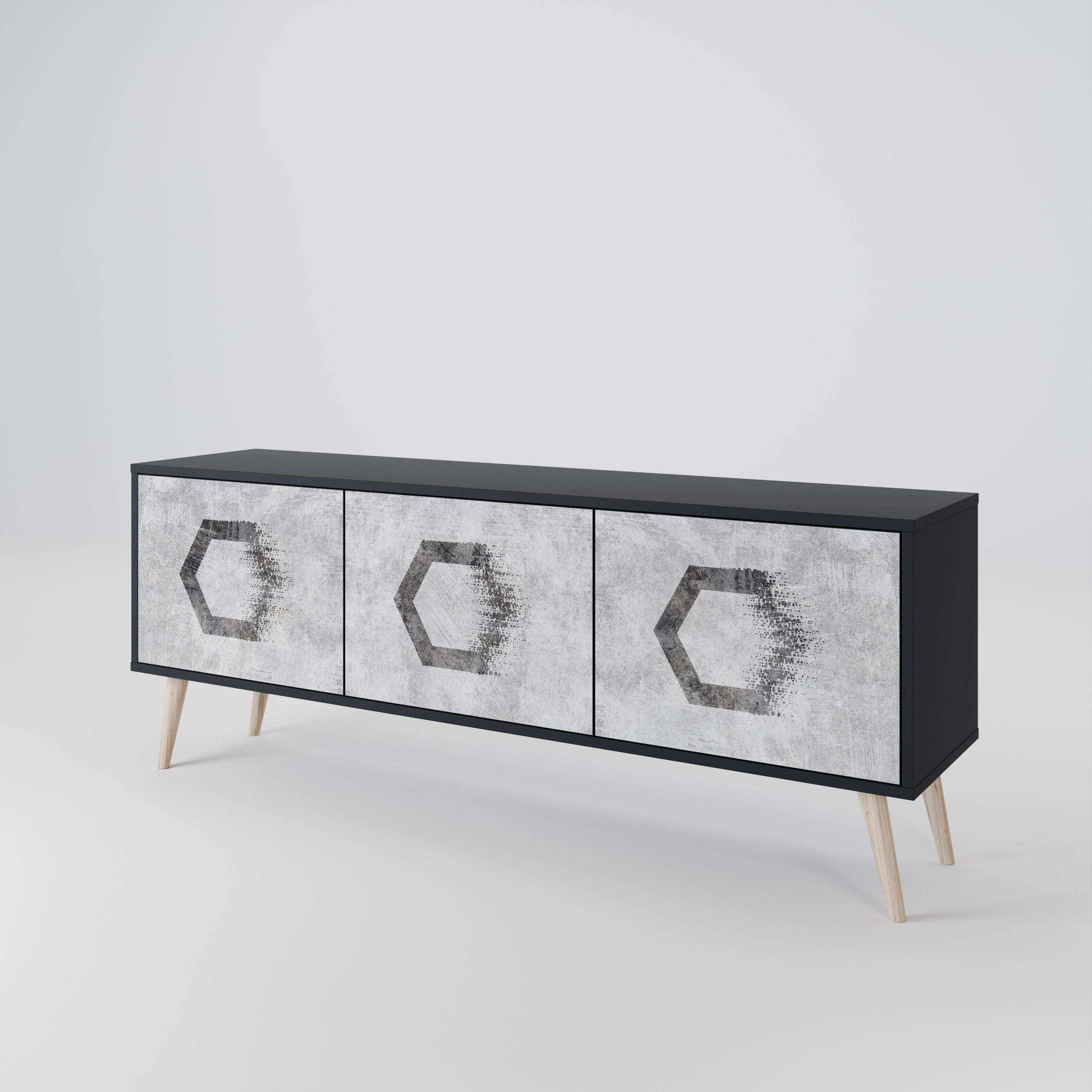 HEXAGONAL FIGURES Třídveřový TV stolek