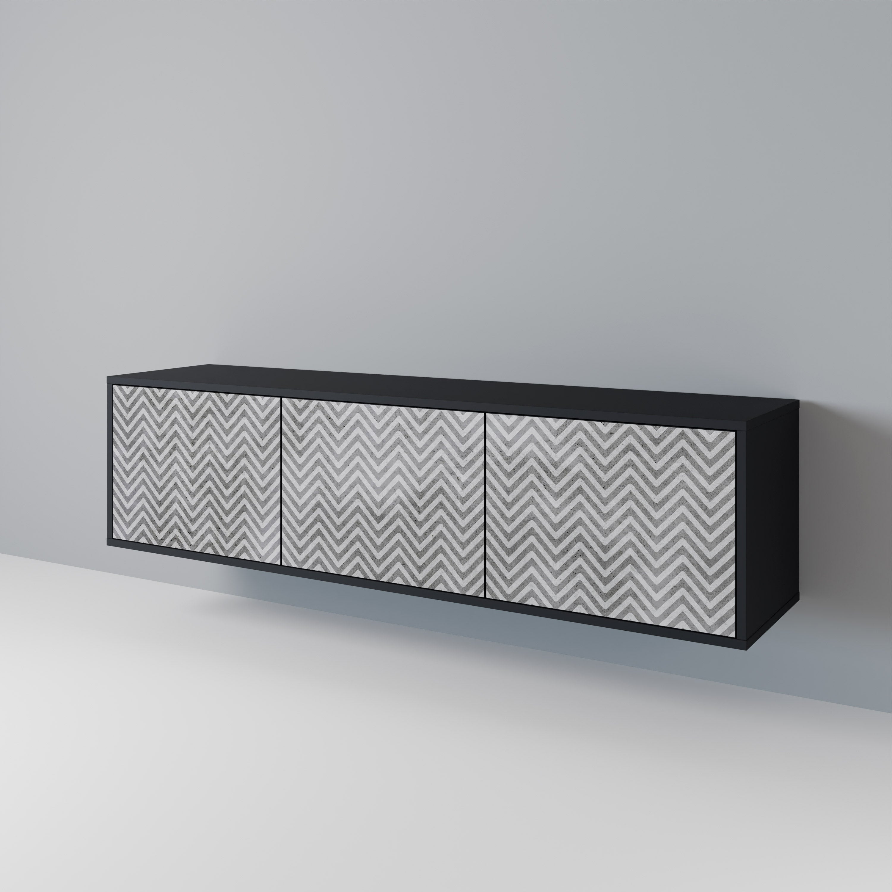 CONCRETE ZIG ZAG Třídveřový TV stolek